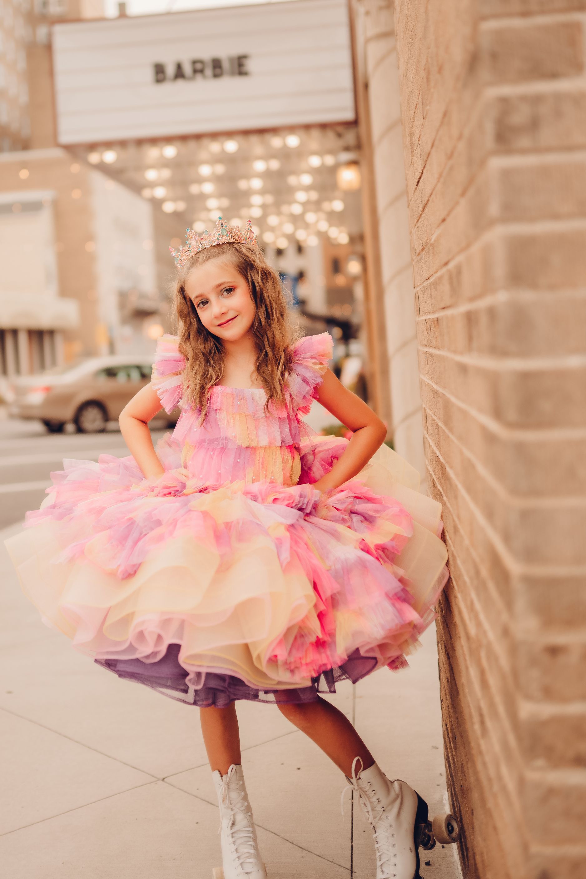 "Sunset Sorbet" petal Length Dress ( 6 Year - Petite 7 Year)-