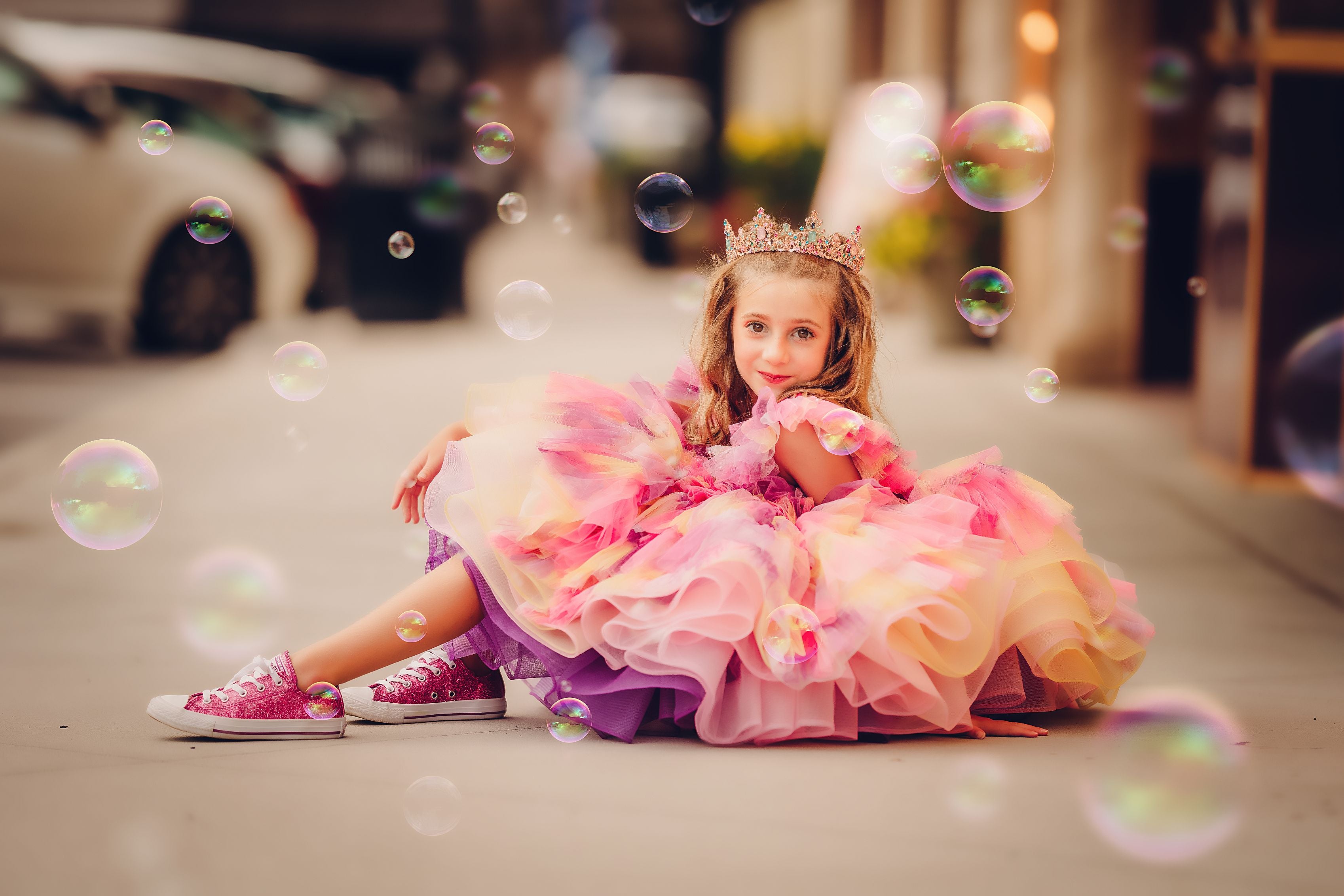 "Sunset Sorbet" petal Length Dress ( 6 Year - Petite 7 Year)-