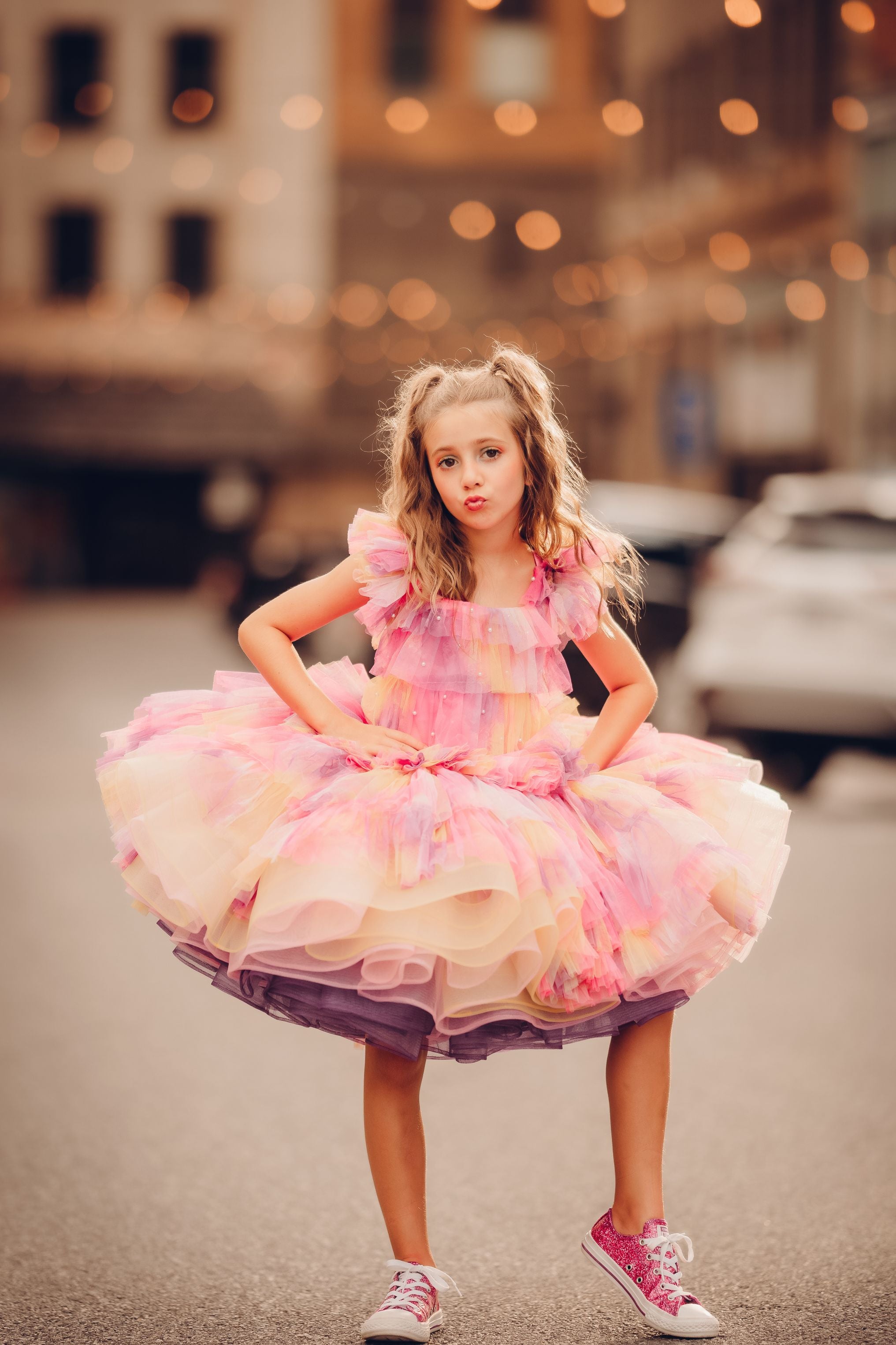 "Sunset Sorbet" petal Length Dress ( 6 Year - Petite 7 Year)-
