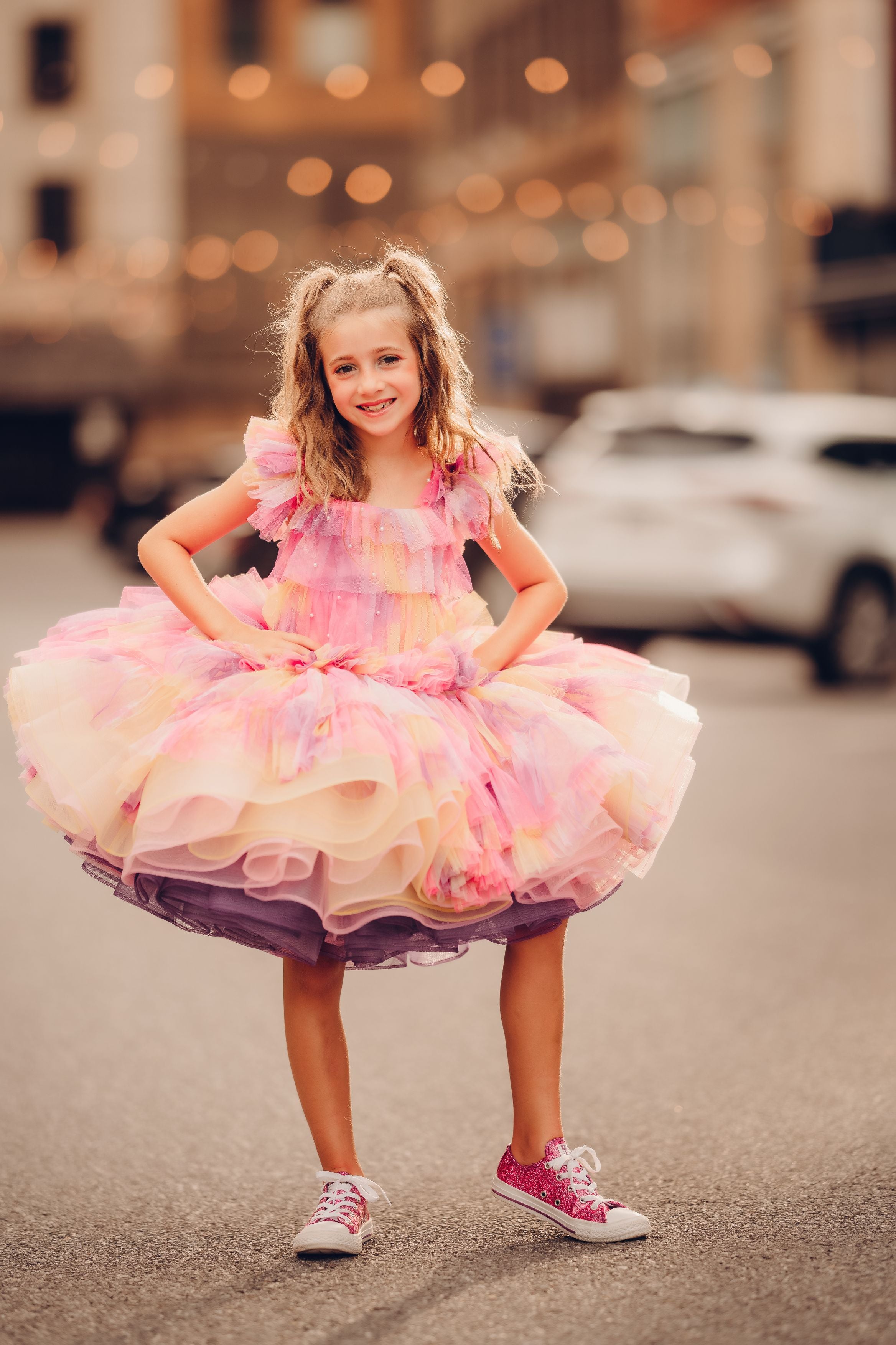 "Sunset Sorbet" petal Length Dress ( 6 Year - Petite 7 Year)-