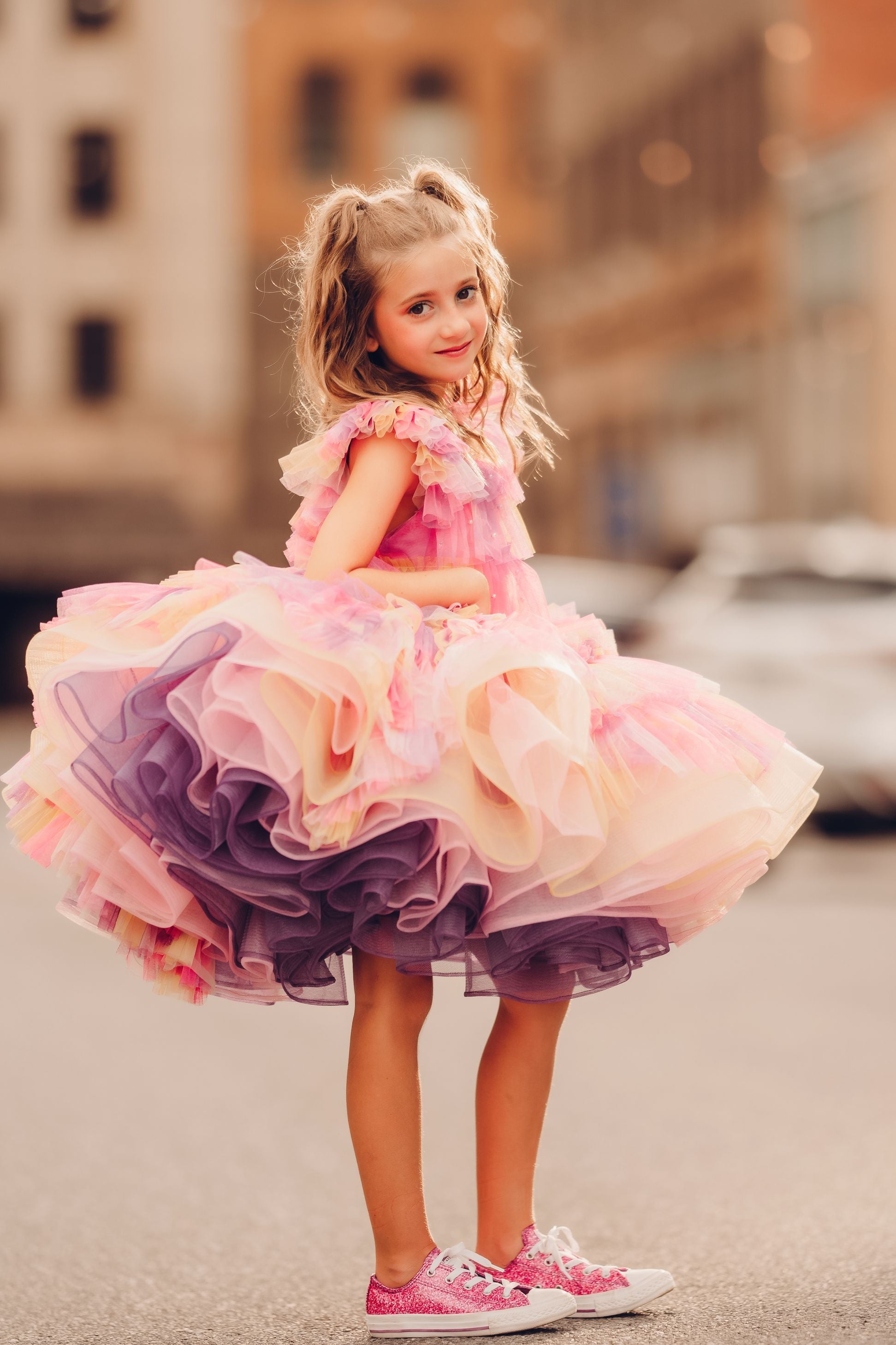 "Sunset Sorbet" petal Length Dress ( 6 Year - Petite 7 Year)-
