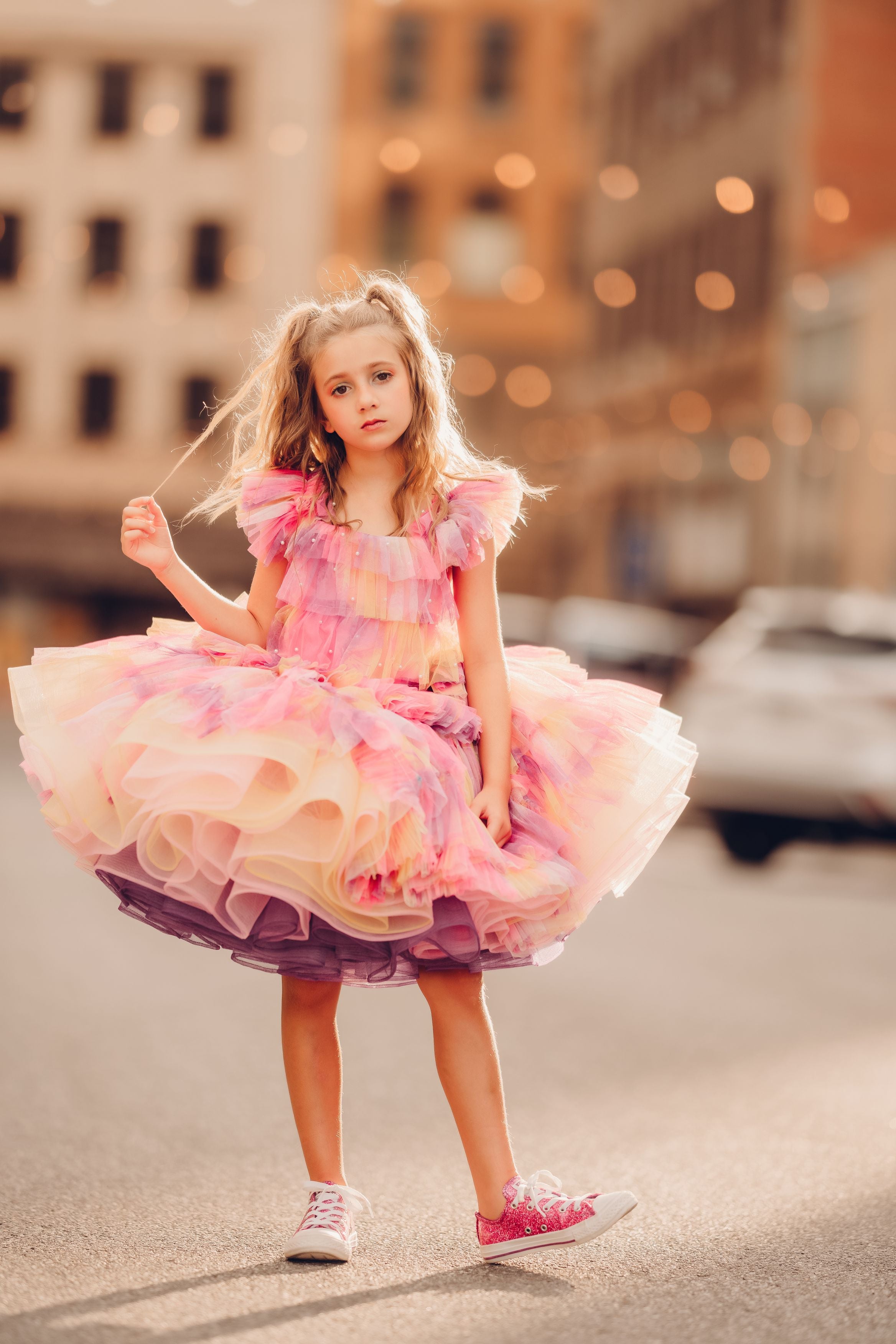 "Sunset Sorbet" petal Length Dress ( 6 Year - Petite 7 Year)-