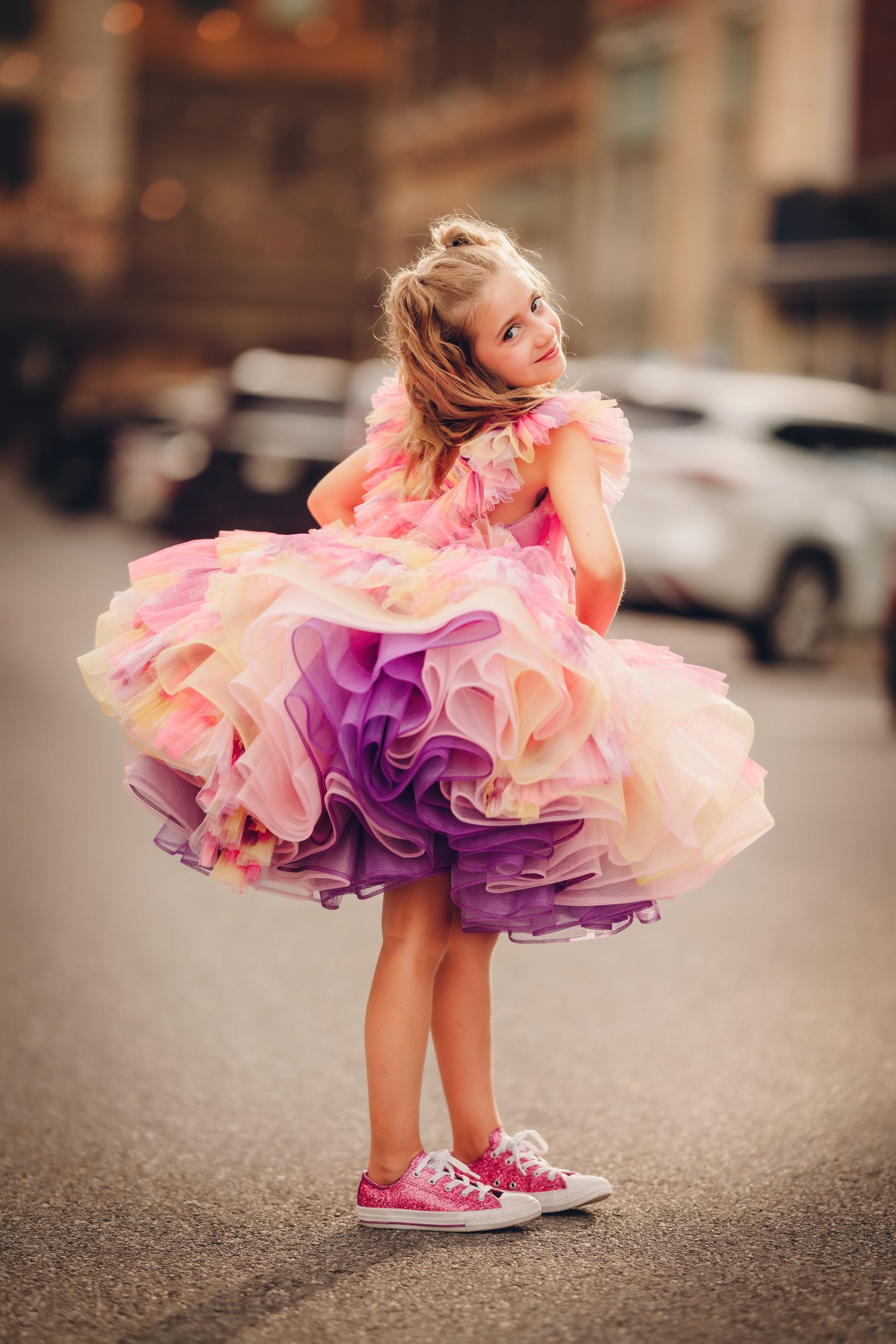 "Sunset Sorbet" petal Length Dress ( 6 Year - Petite 7 Year)-