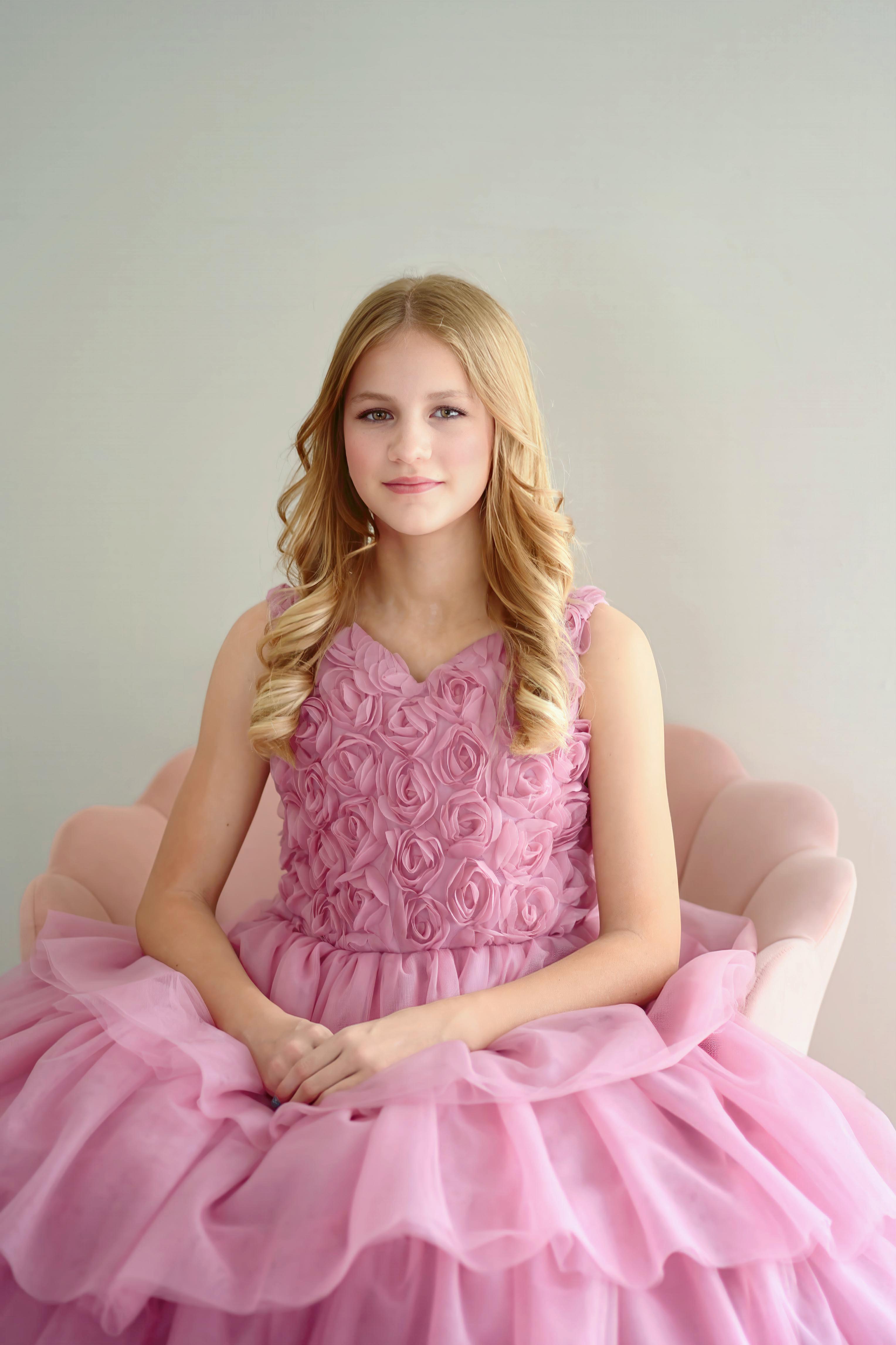 "Jardin Pastel" Couture Floor length gown (12 Year - Petite 14 Year)