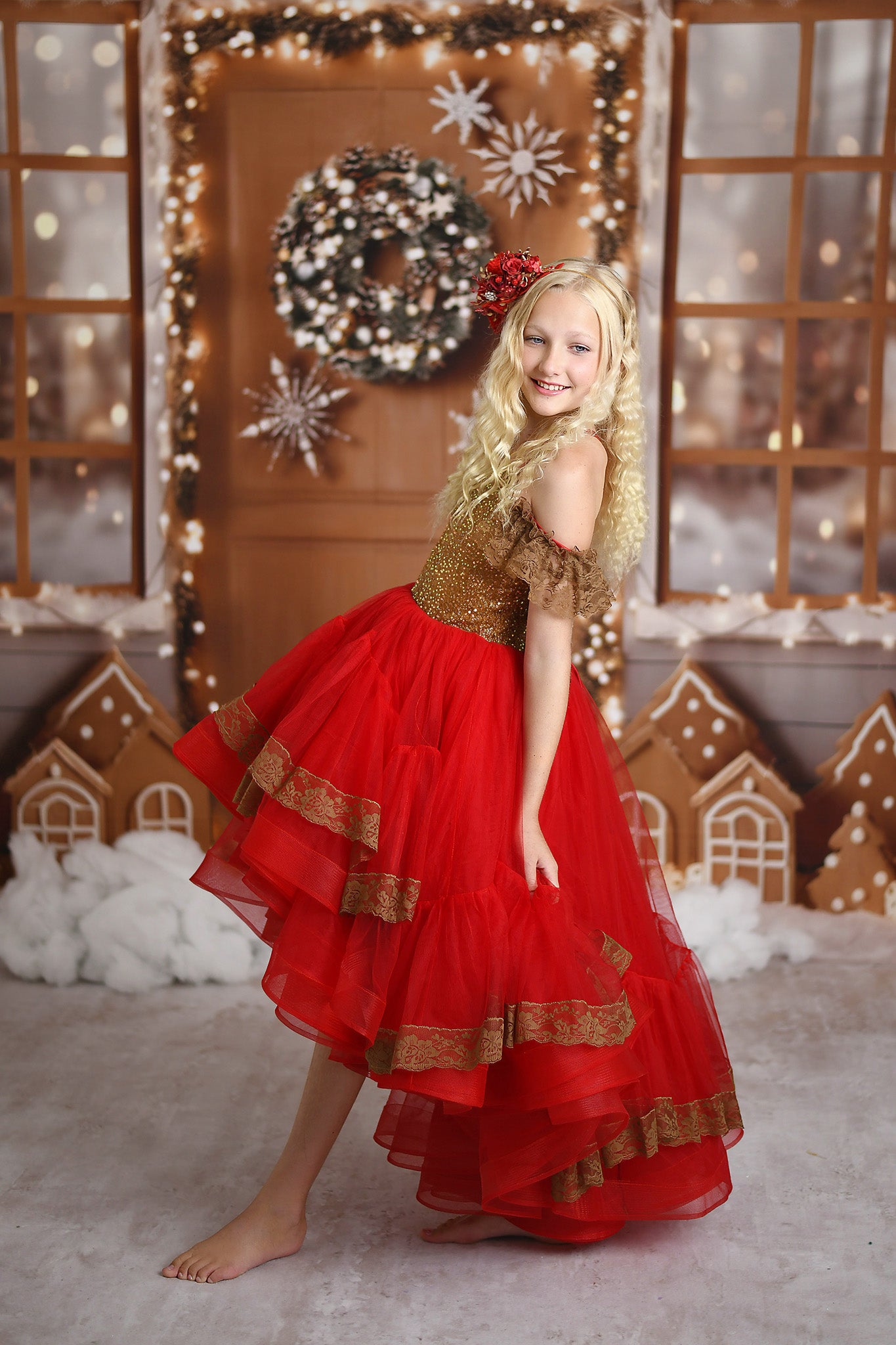 Rental gowns for photography sessions and events, girls high low gown. Bentley and Lace Rentals and custom gowns.