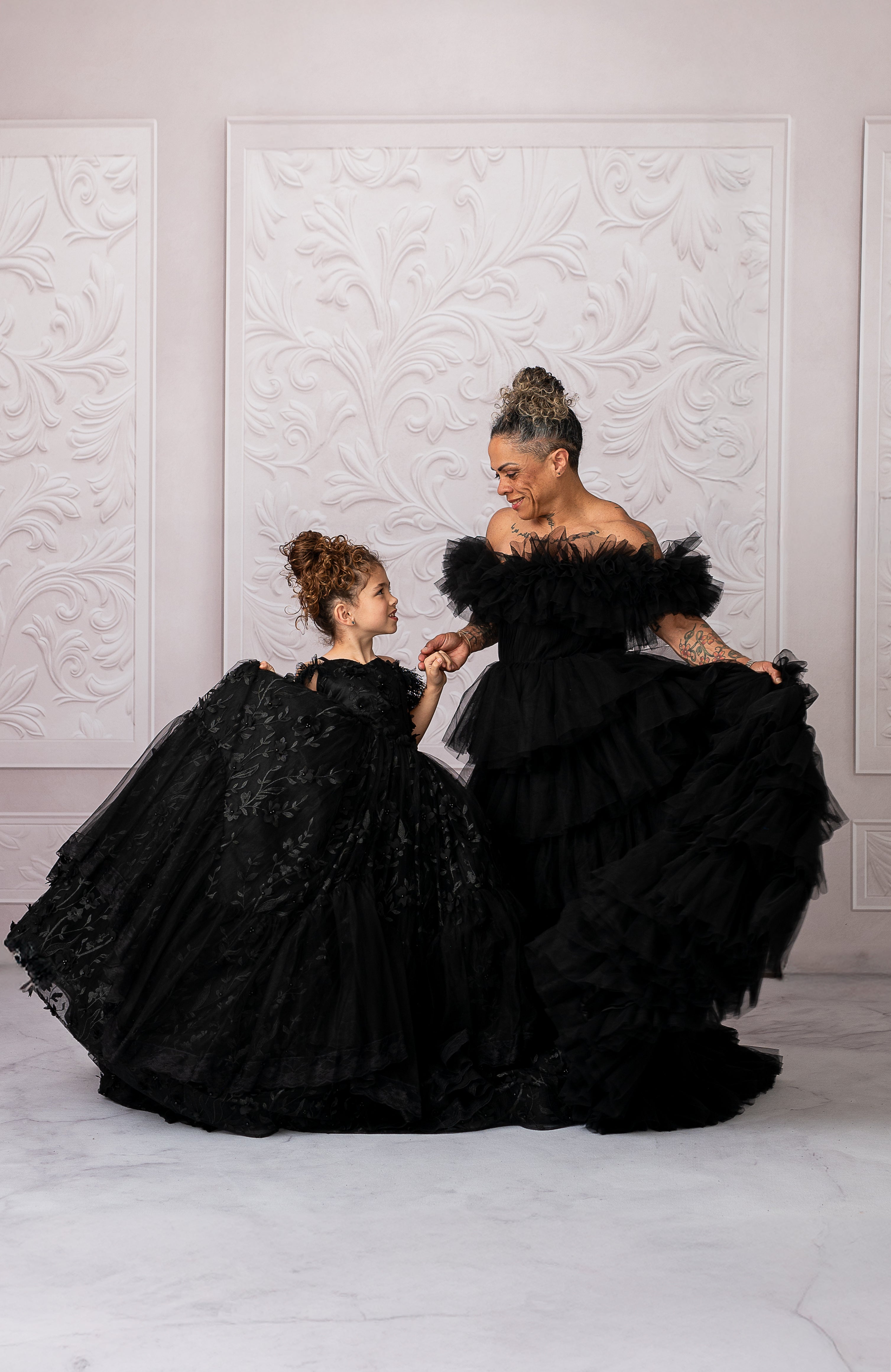 AURORA Floor Long Couture Rental Gown Black (11 year-Pettie Adult 4)