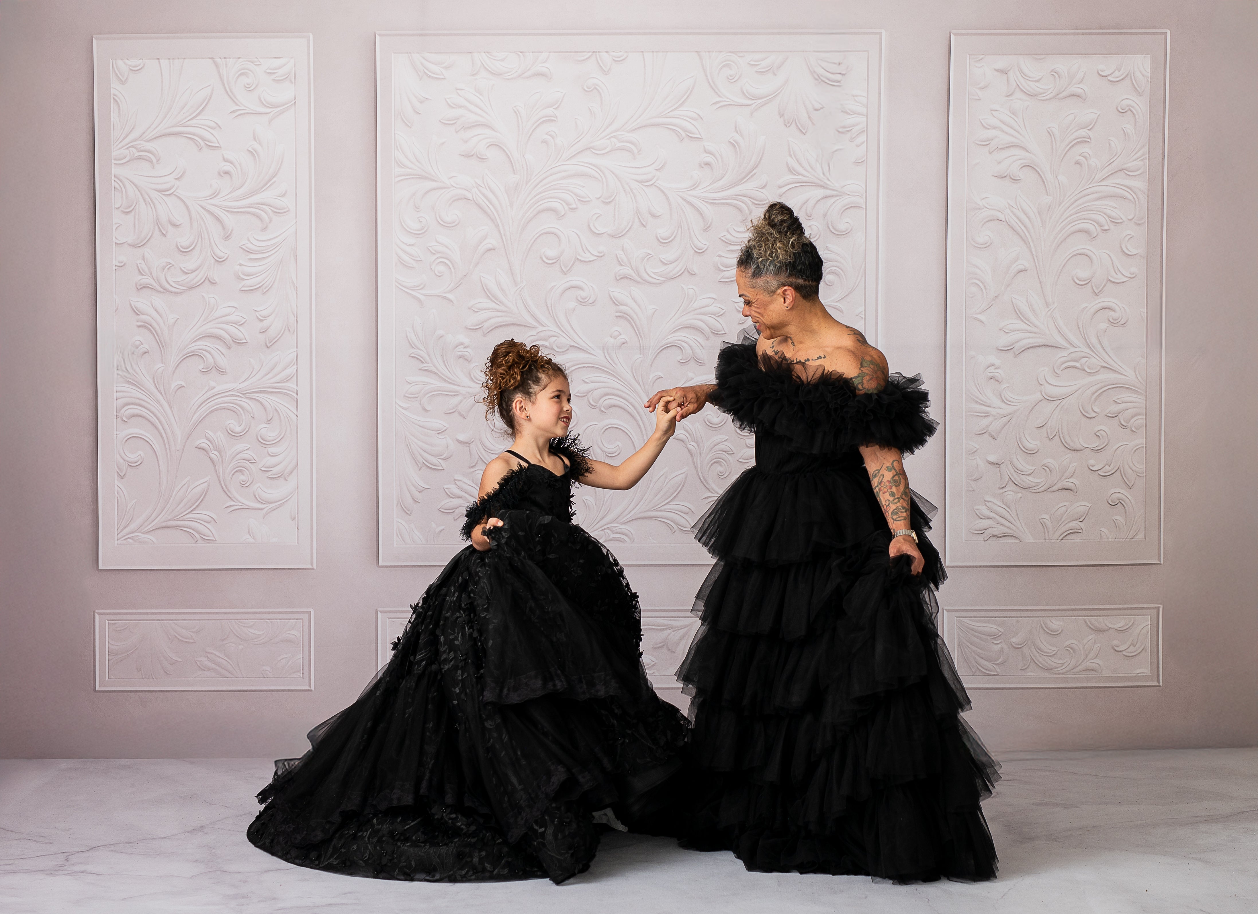 AURORA Floor Long Couture Rental Gown Black (11 year-Pettie Adult 4)