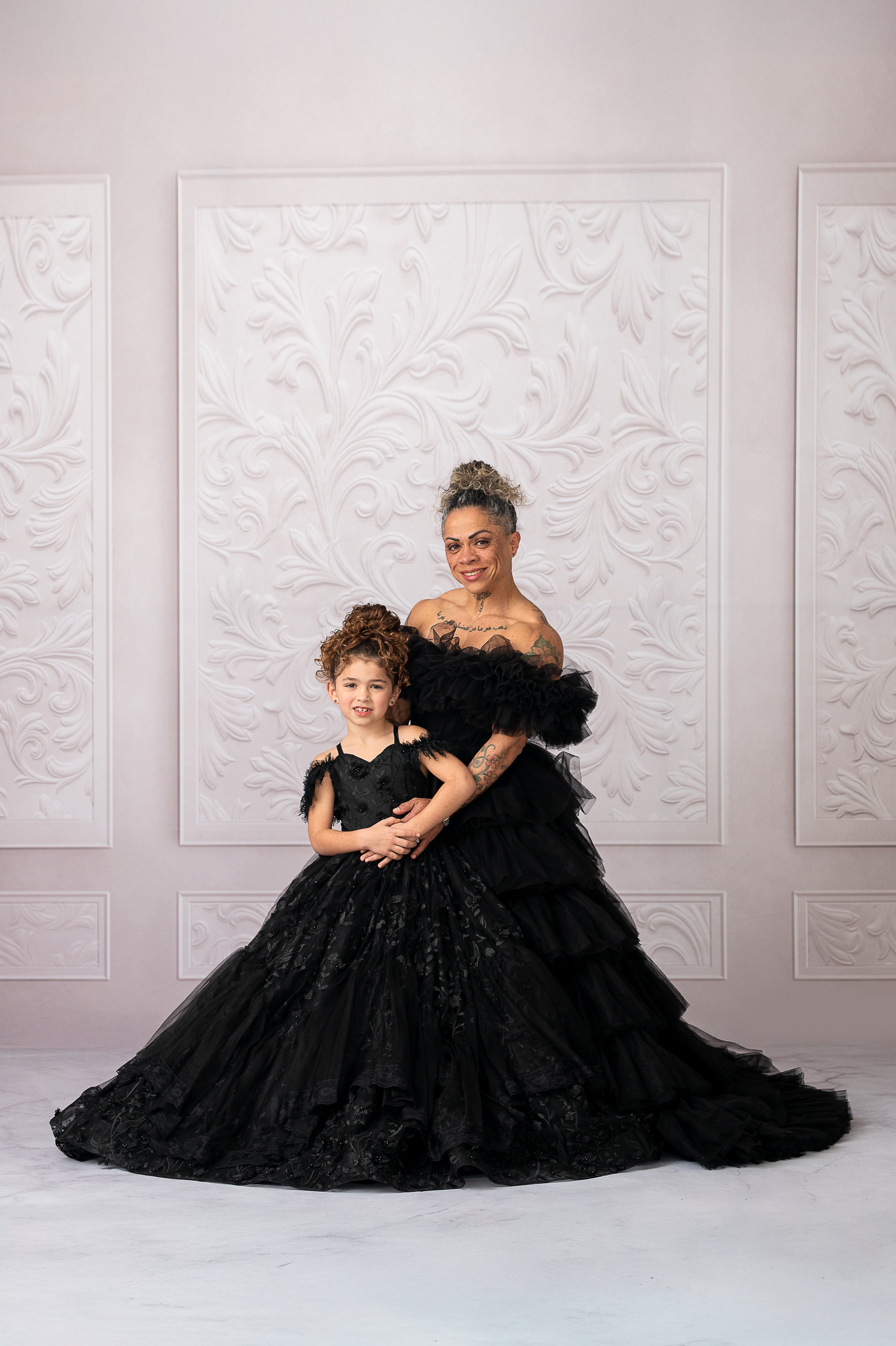 AURORA Floor Long Couture Rental Gown Black (11 year-Pettie Adult 4)