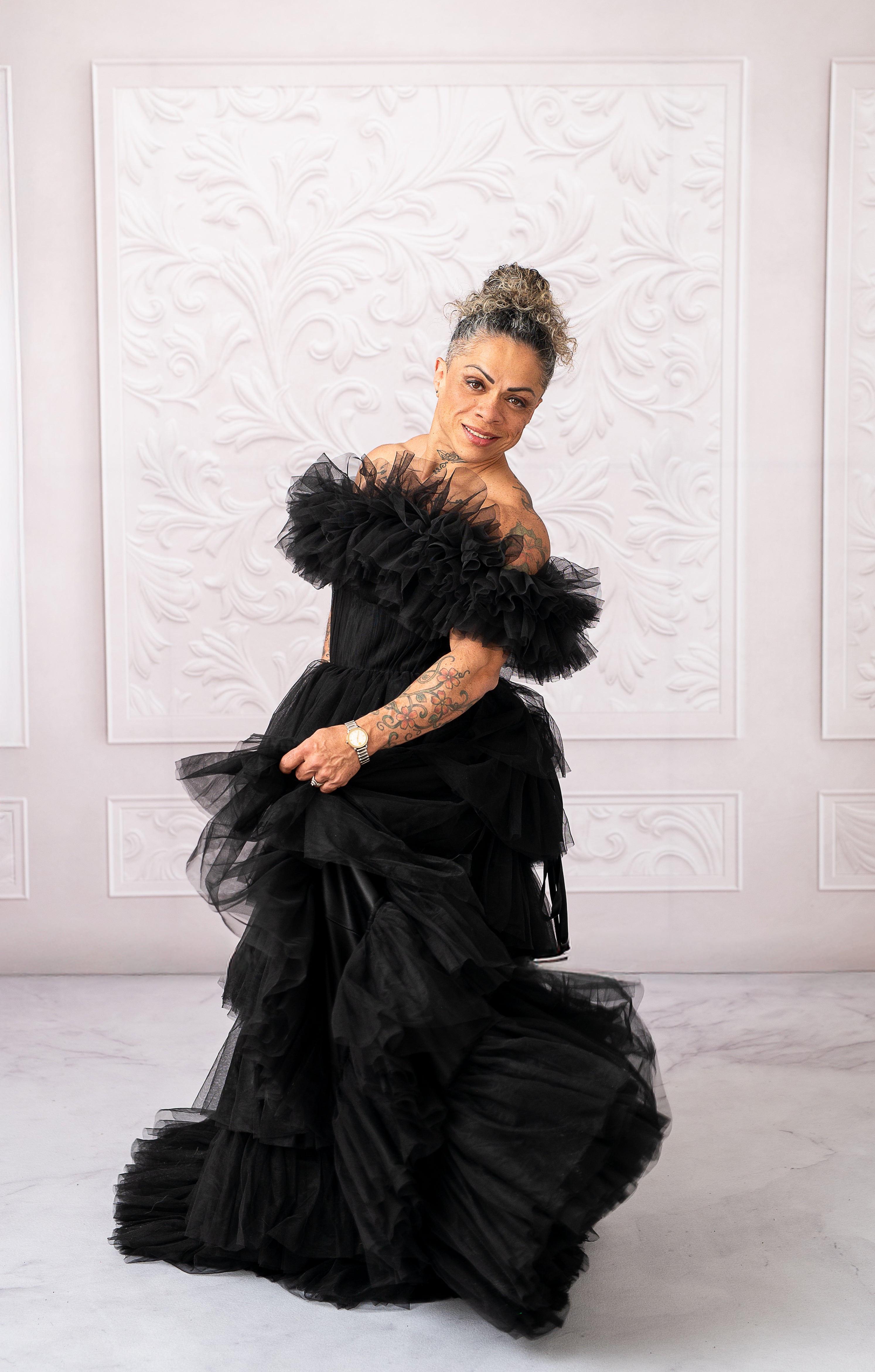 AURORA Floor Long Couture Rental Gown Black (11 year-Pettie Adult 4)
