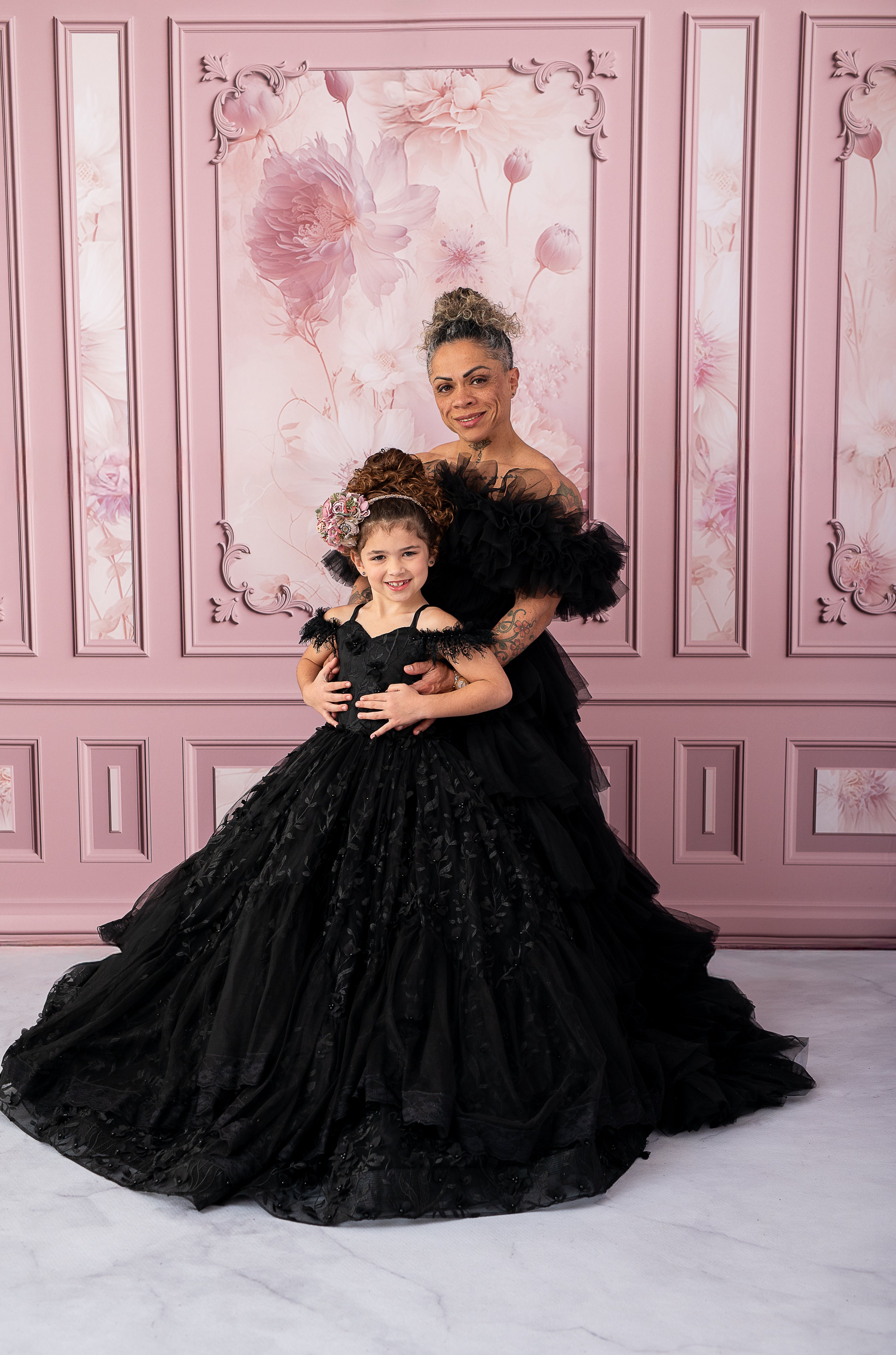 AURORA Floor Long Couture Rental Gown Black (11 year-Pettie Adult 4)