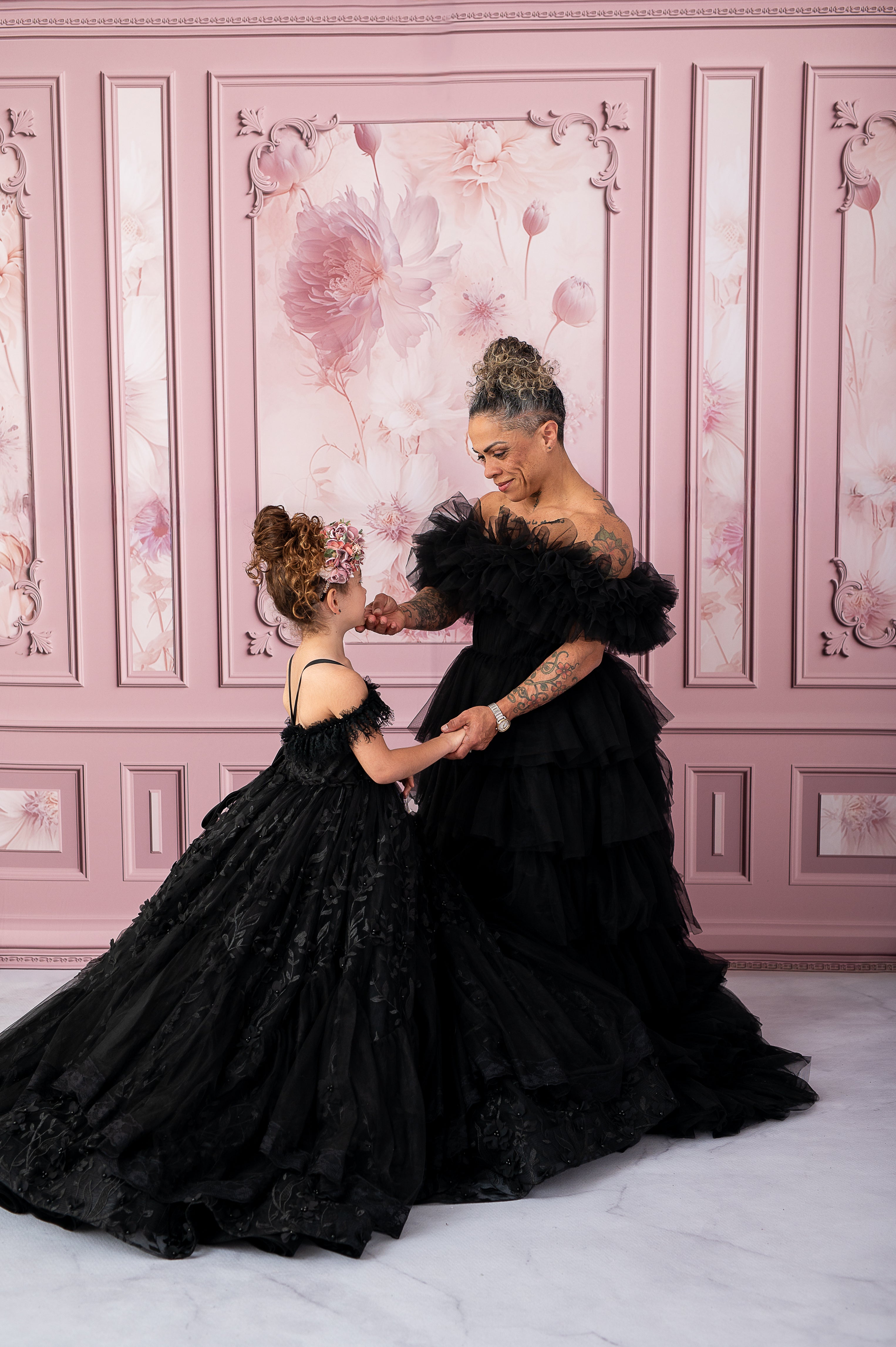 AURORA Floor Long Couture Rental Gown Black (11 year-Pettie Adult 4)