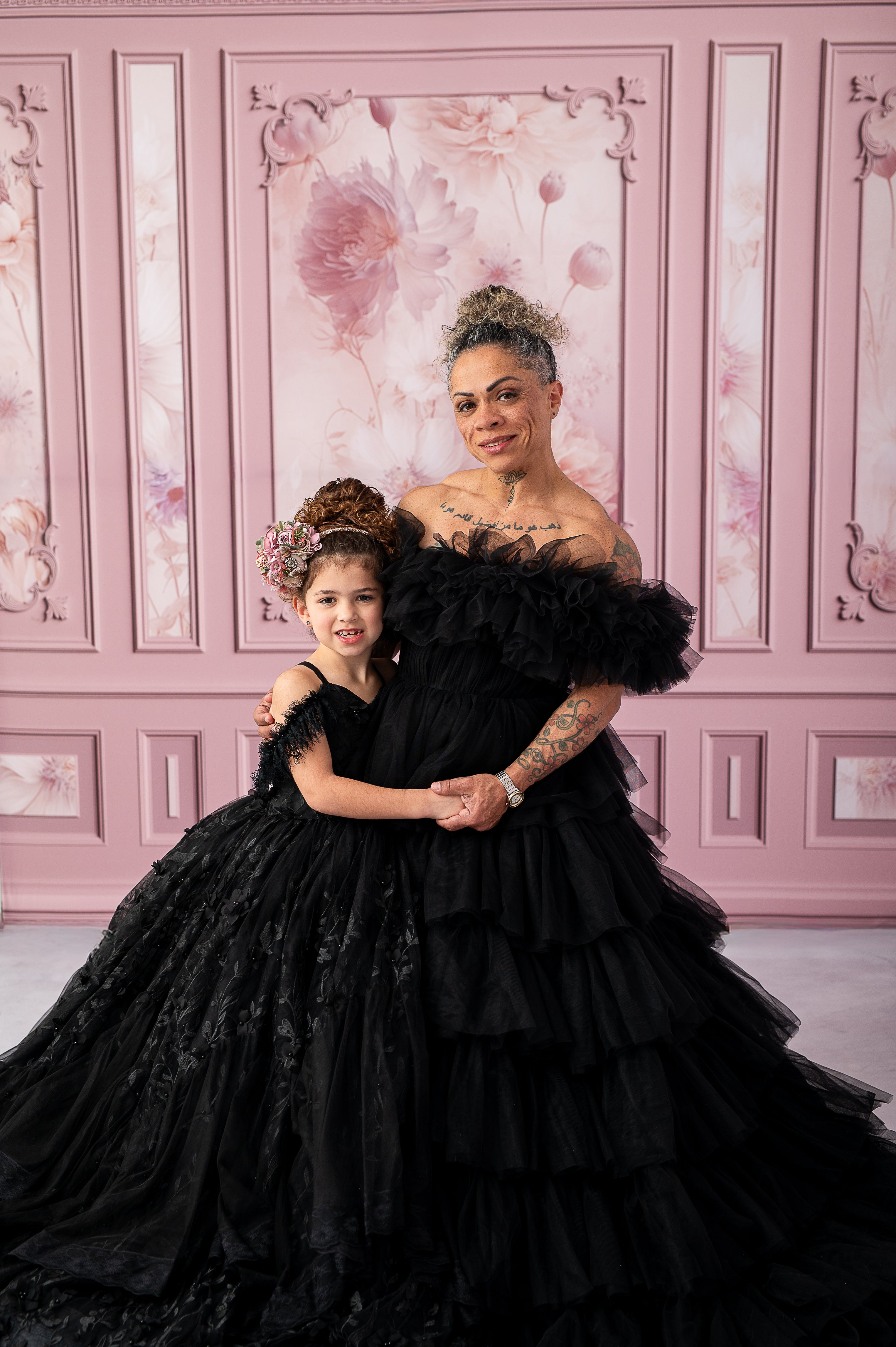 AURORA Floor Long Couture Rental Gown Black (11 year-Pettie Adult 4)