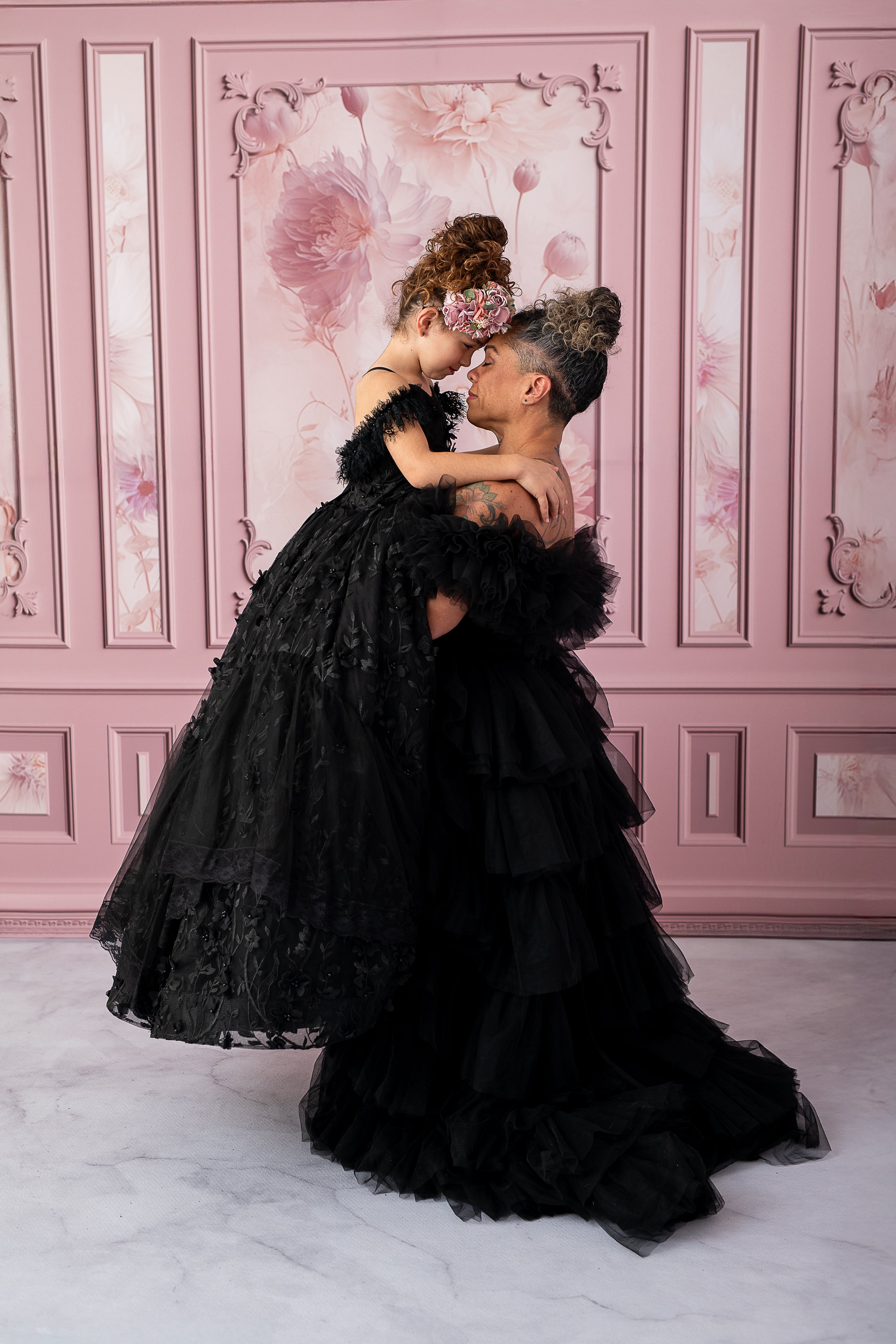 AURORA Floor Long Couture Rental Gown Black (11 year-Pettie Adult 4)
