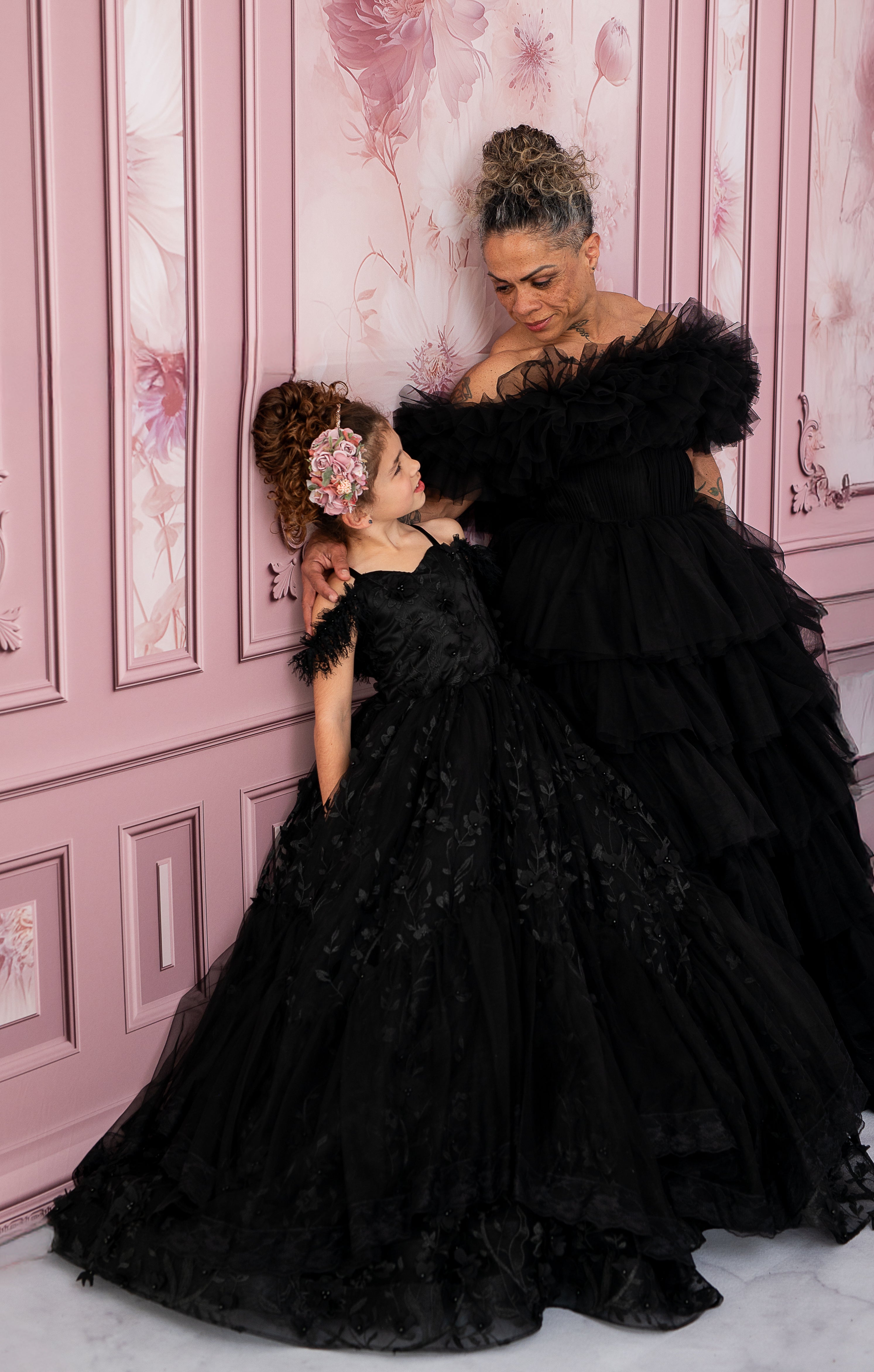 AURORA Floor Long Couture Rental Gown Black (11 year-Pettie Adult 4)