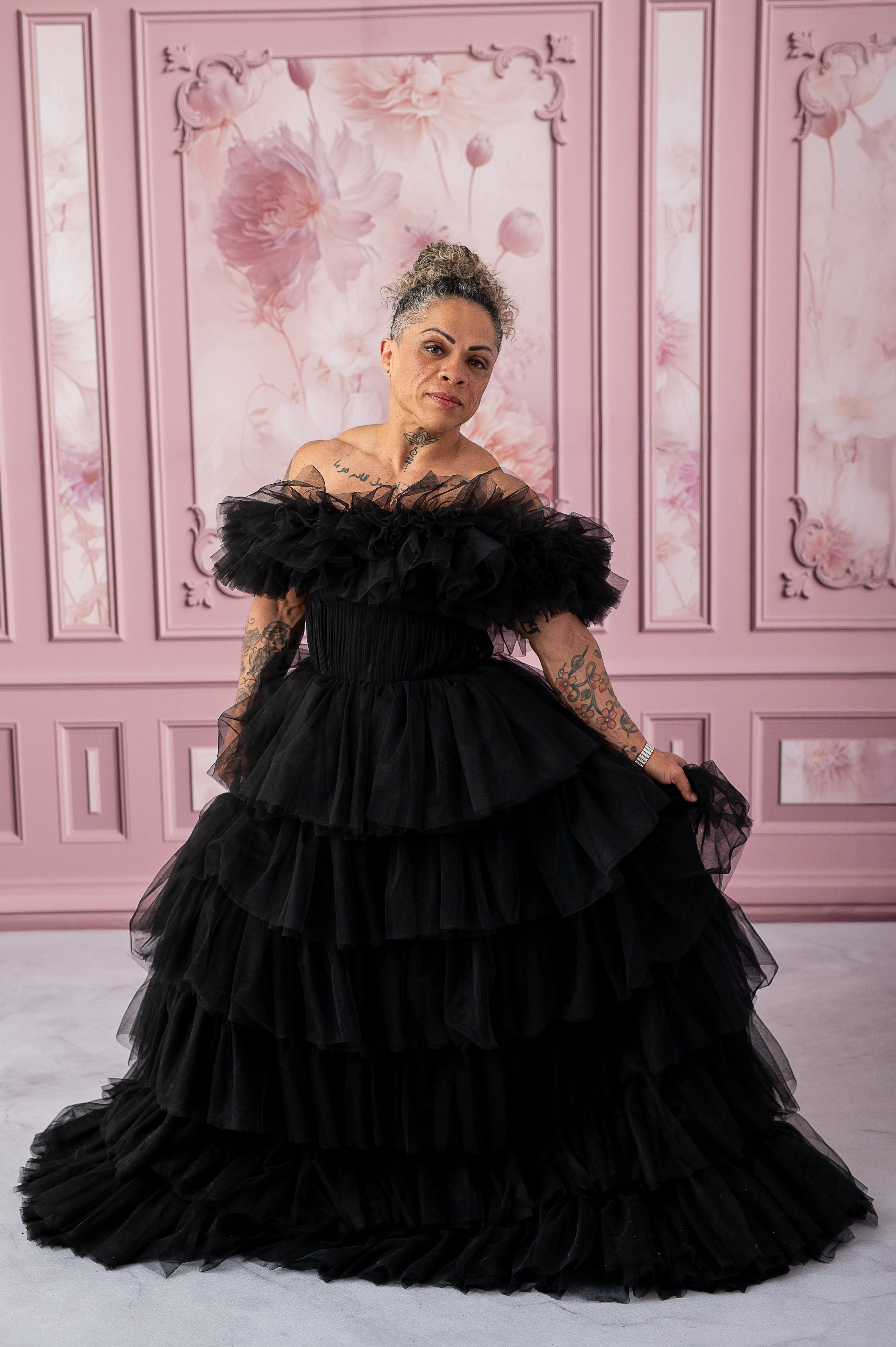 AURORA Floor Long Couture Rental Gown Black (11 year-Pettie Adult 4)