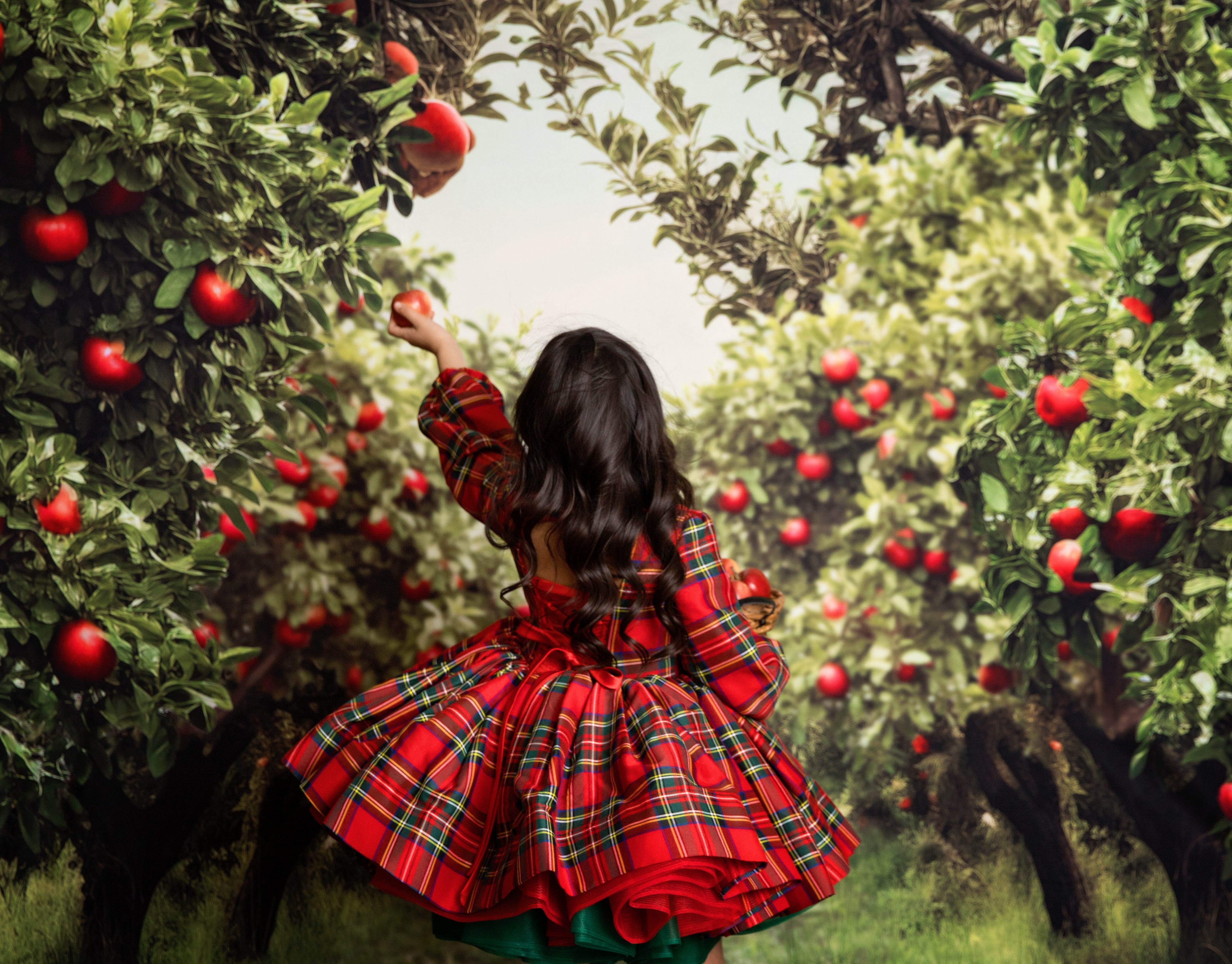 Couture gown rental: "Darling Plaid" Red Vintage Dress Sleeve ( 5 Year - Petite 6 Year)
