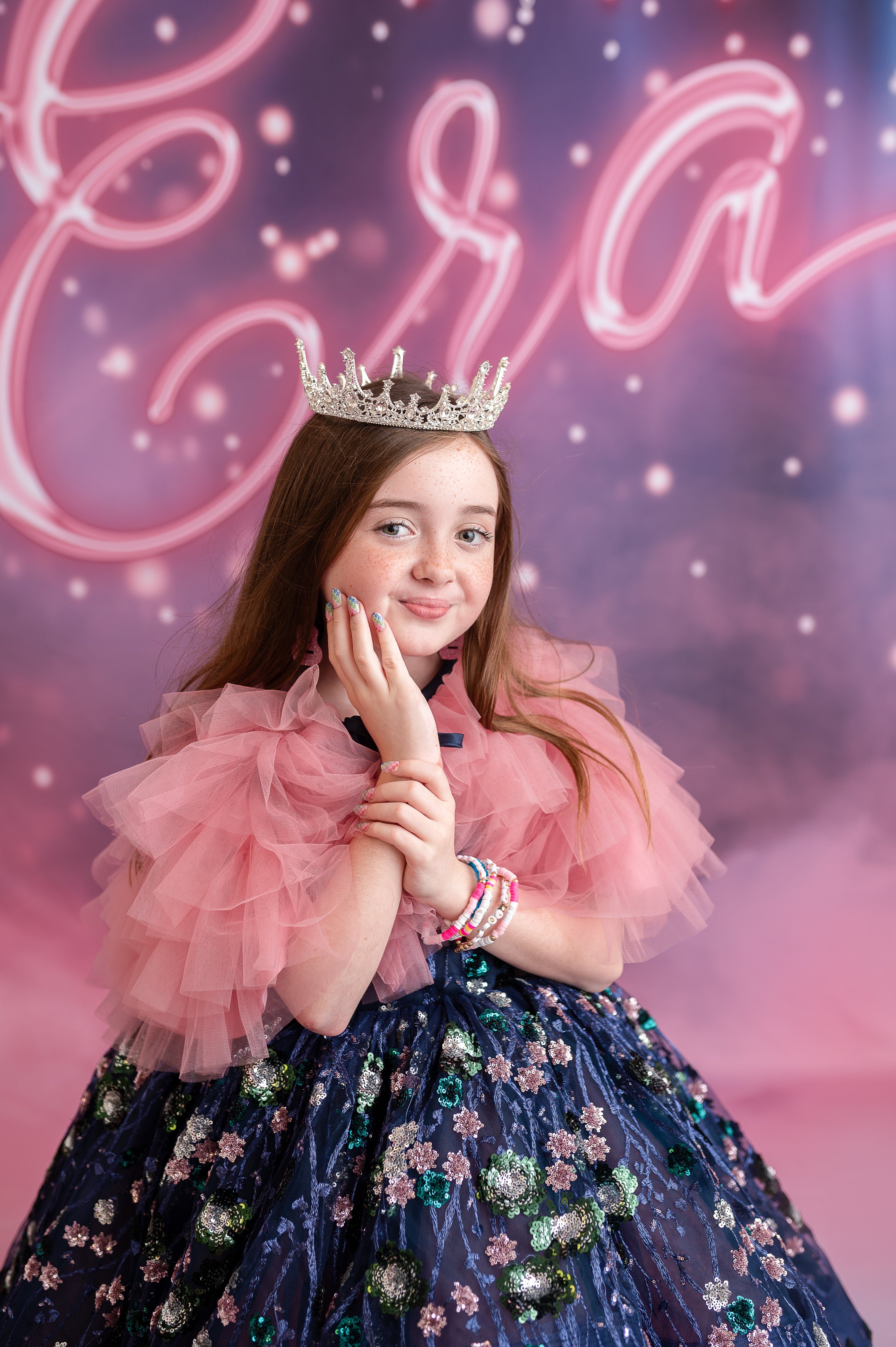 "Midnight Garden" - High Low Length Dress + cape ( 7 Year - Petite 9 Year)