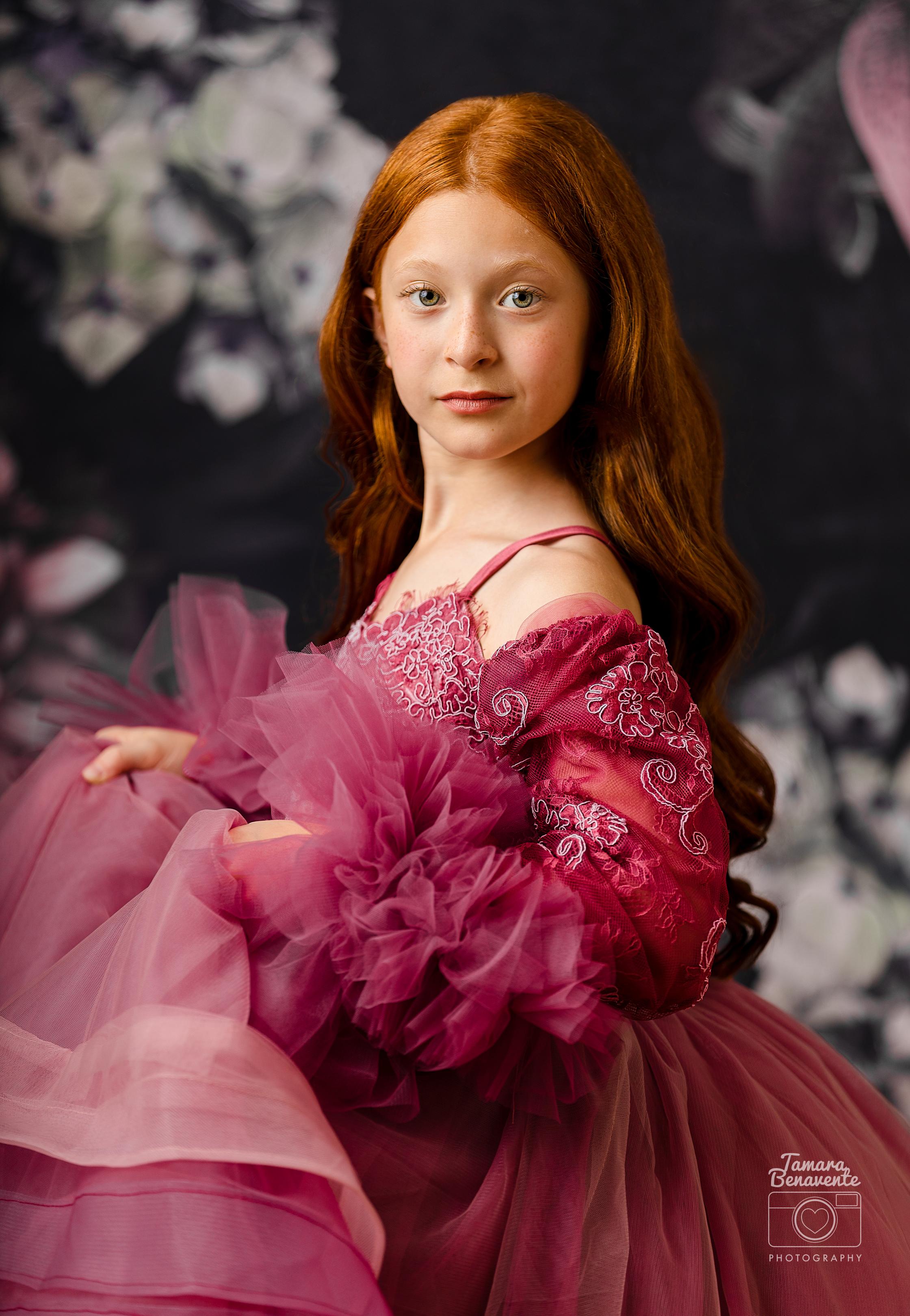 "Whispering Pink " - Floor Length Gown+detach lace sleeves - (8 - 11 YEAR)
