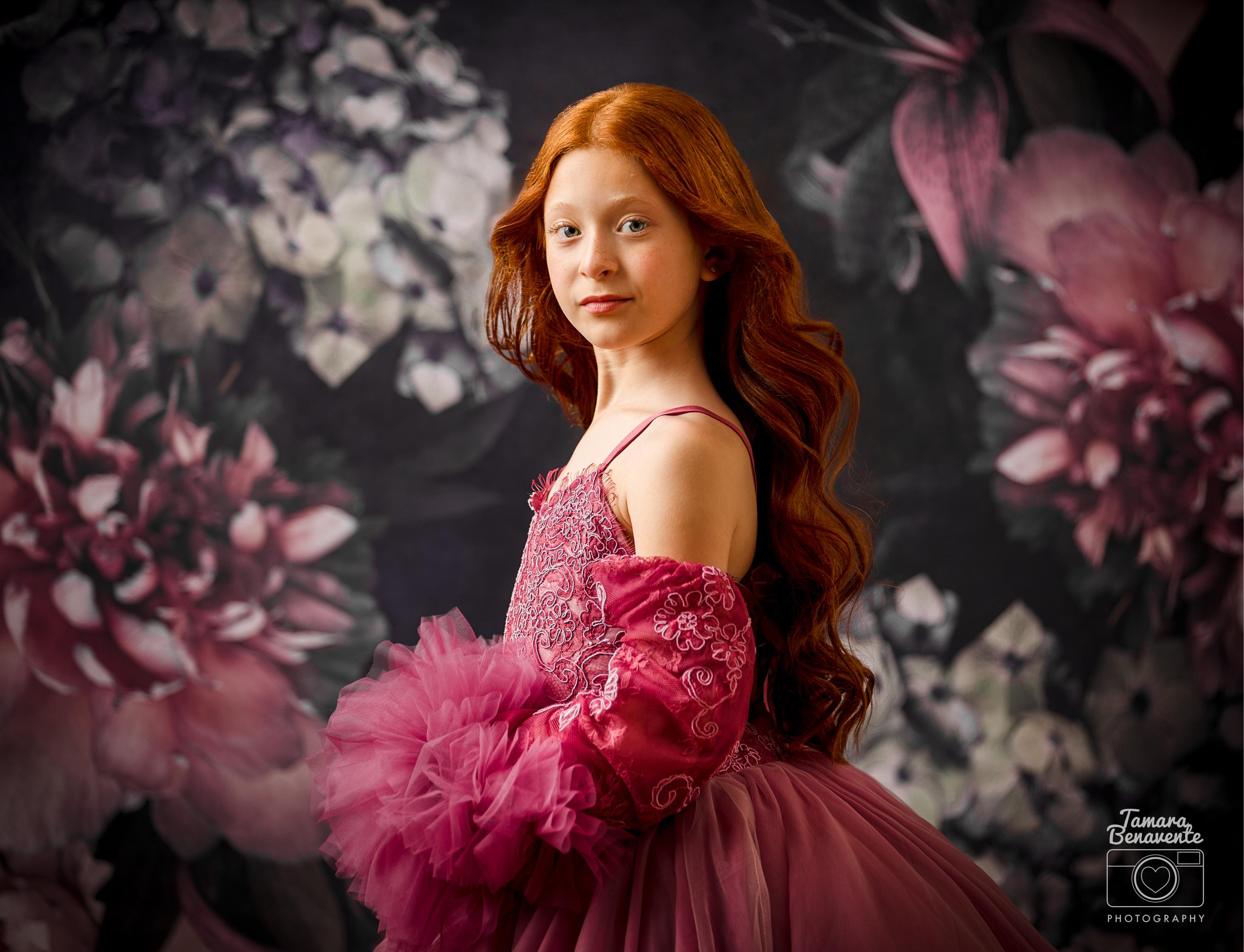 "Whispering Pink " - Floor Length Gown+detach lace sleeves - (8 - 11 YEAR)