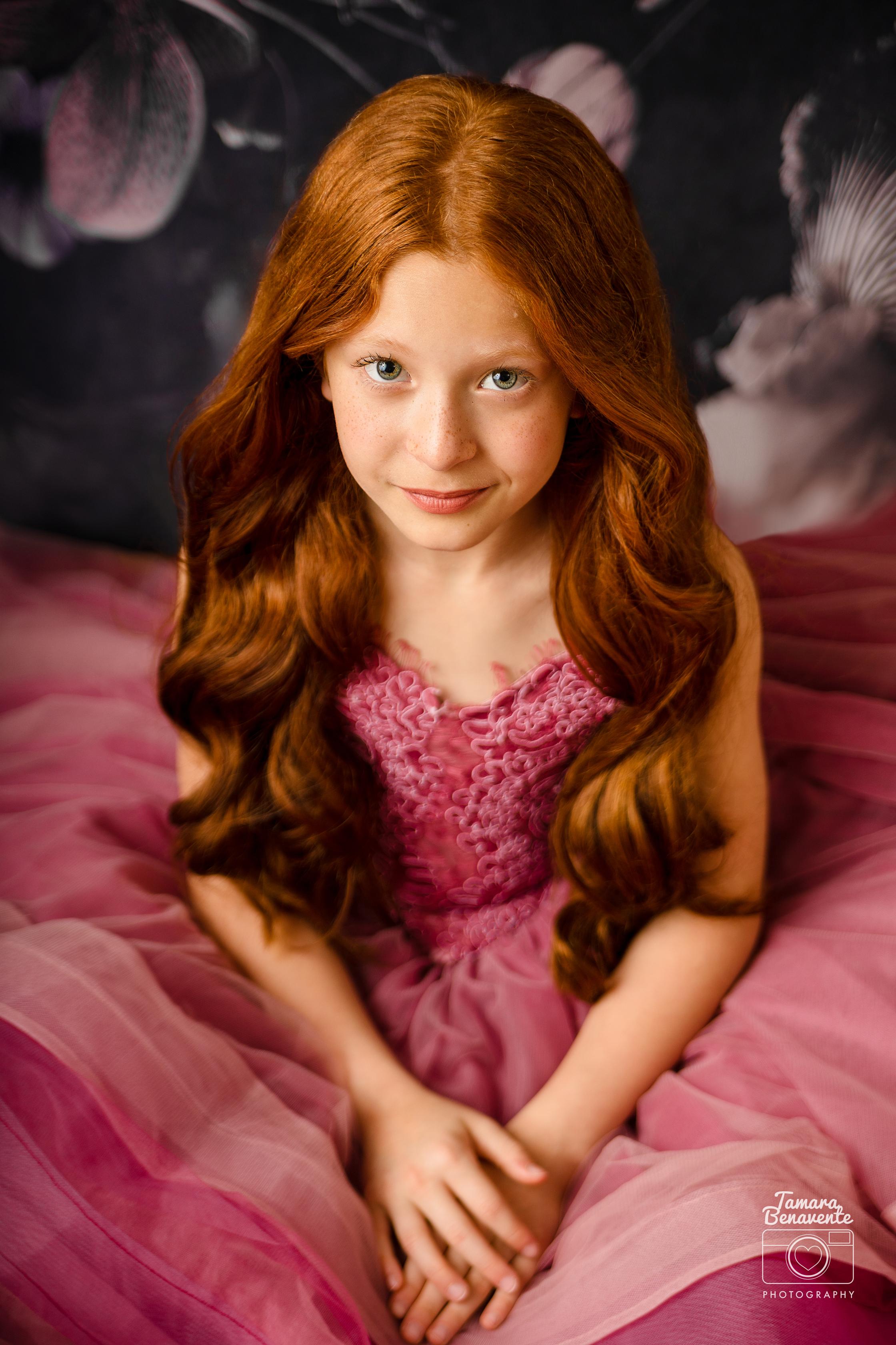 "Whispering Pink " - Floor Length Gown+detach lace sleeves - (8 - 11 YEAR)