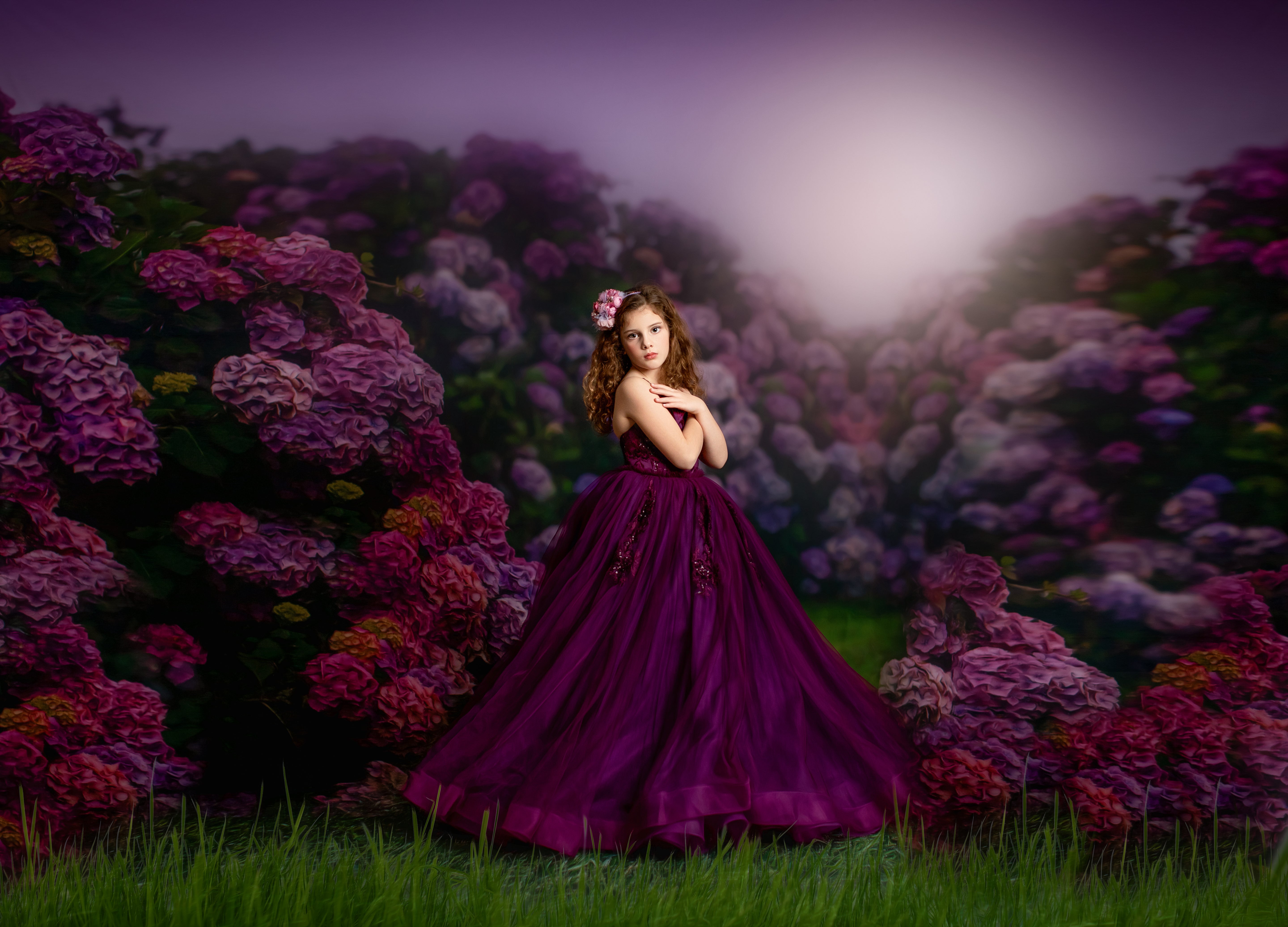 Cascade custom Solid gown- choose color Editorial Dress, Couture Gown, Special Occasion Dress