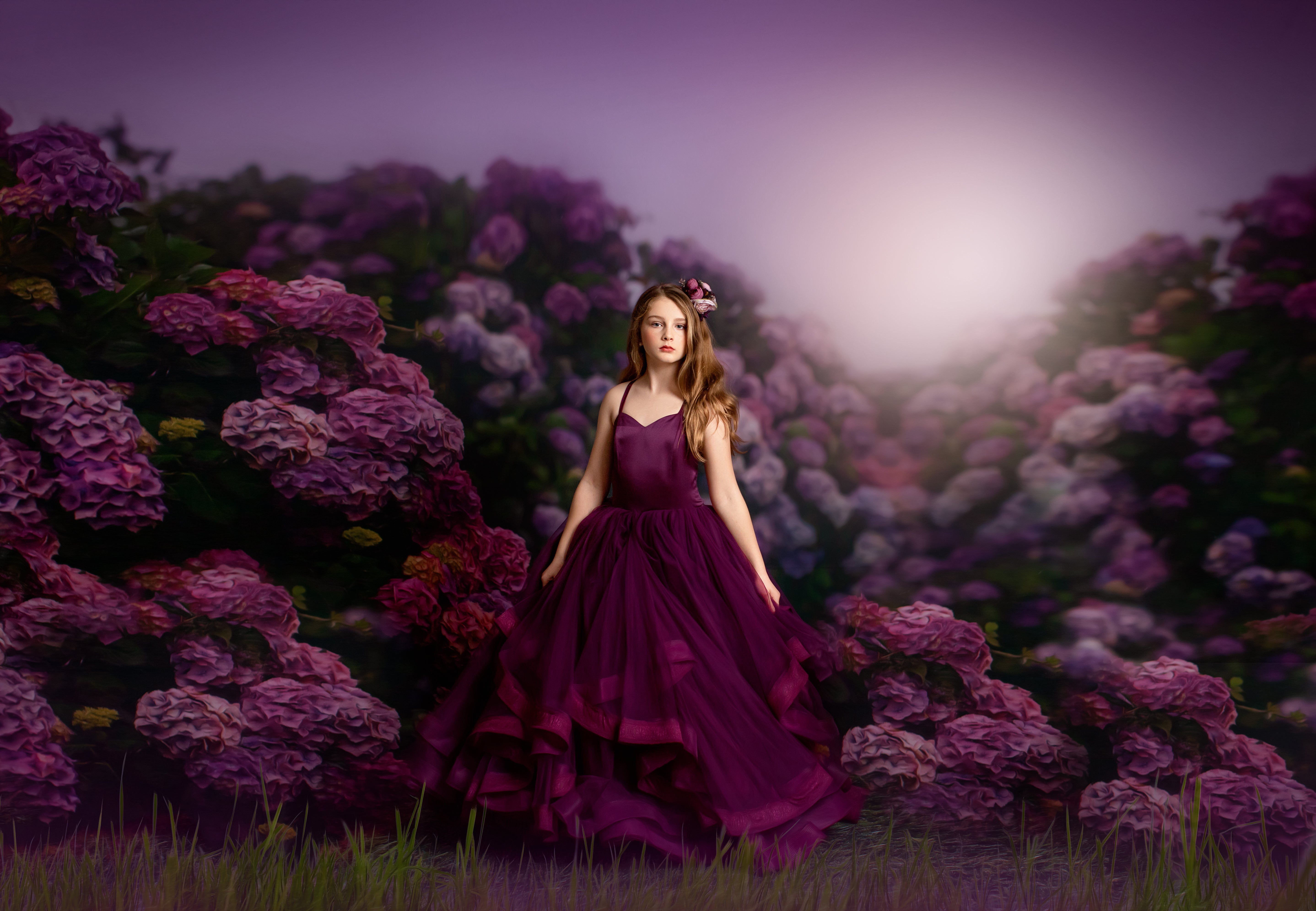 Cascade custom Solid gown- choose color Editorial Dress, Couture Gown, Special Occasion Dress