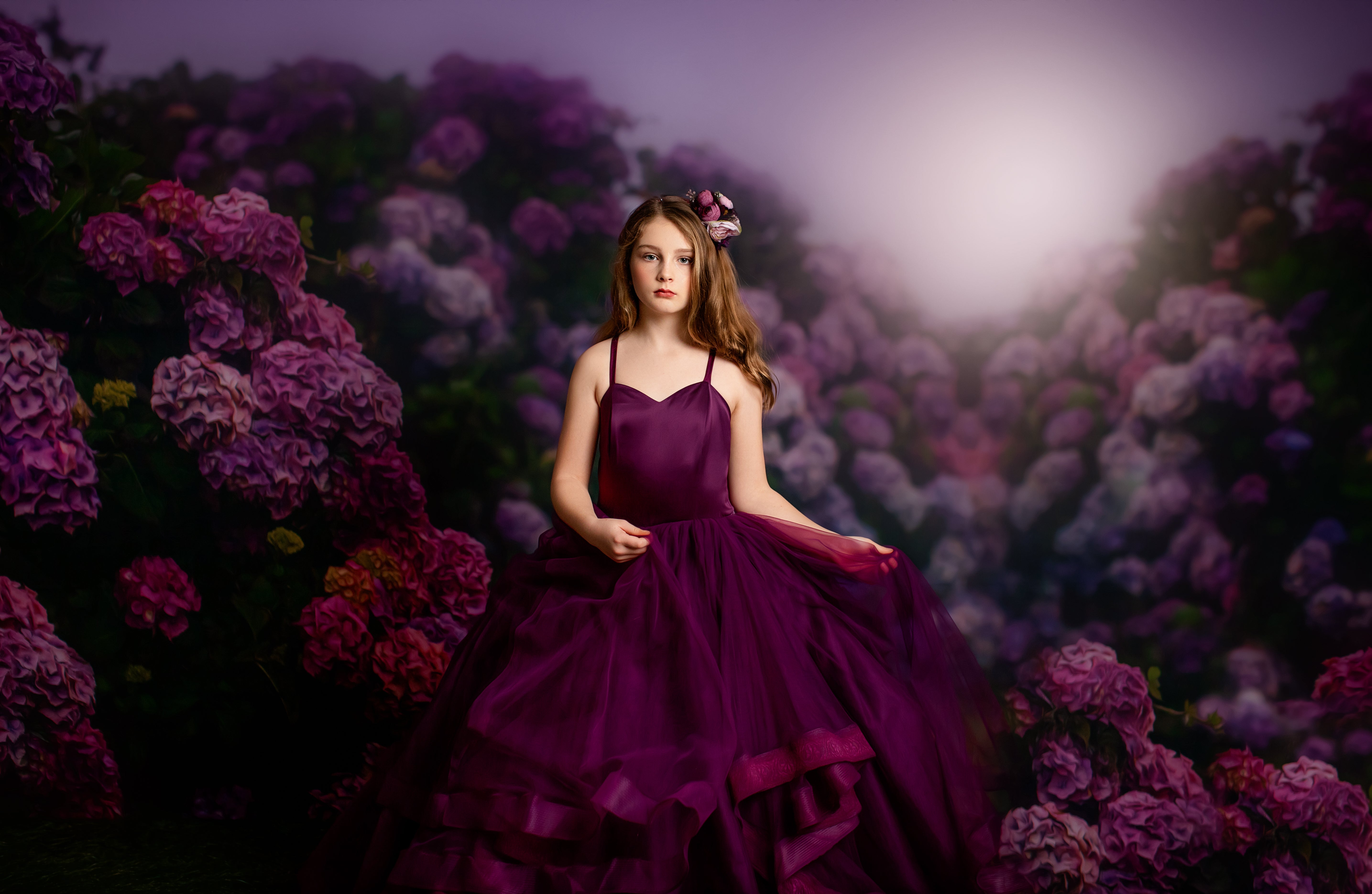 Cascade custom Solid gown- choose color Editorial Dress, Couture Gown, Special Occasion Dress