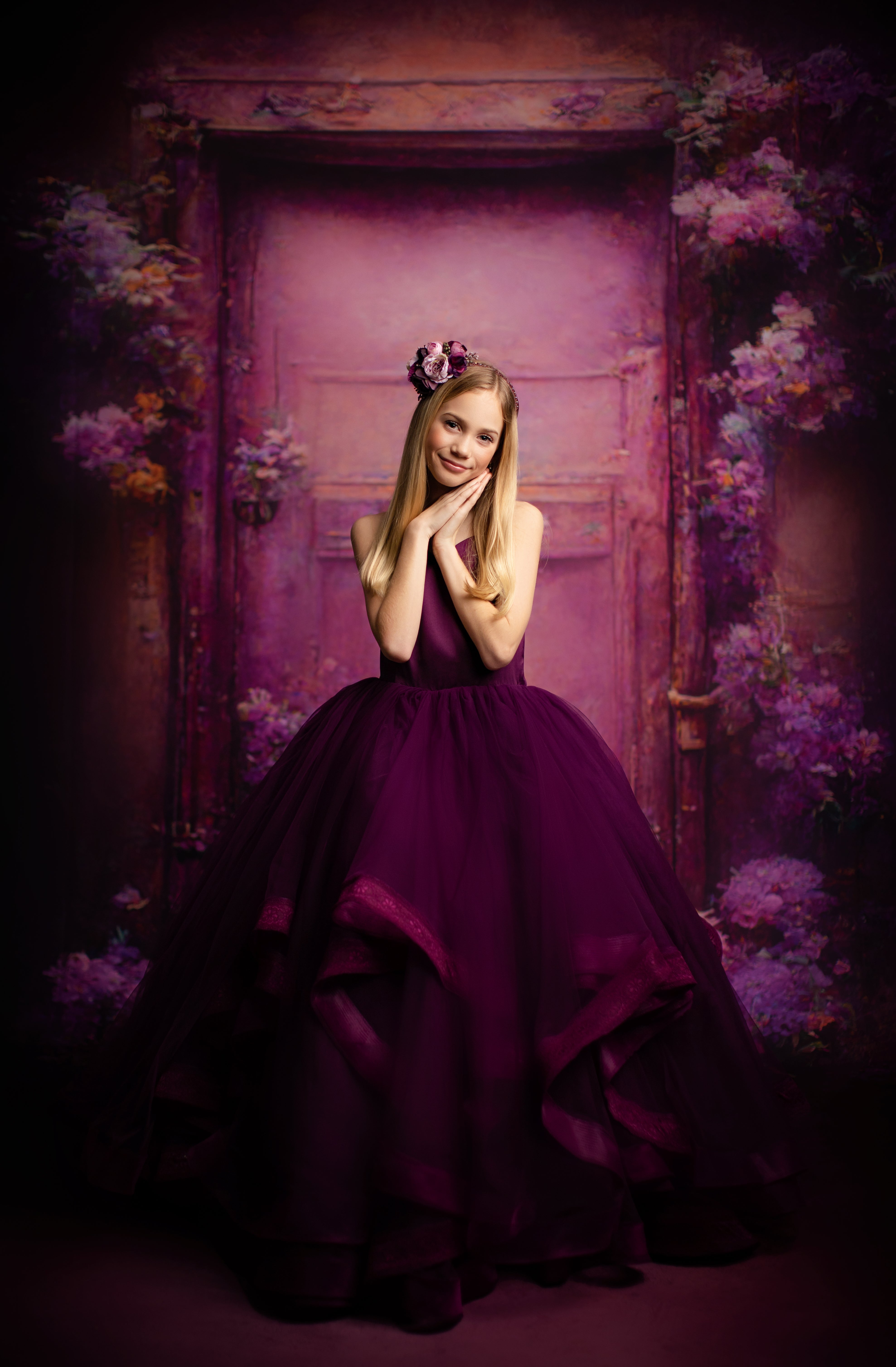 Cascade Custom Solid Gown in luxury couture fabric for special occasions.