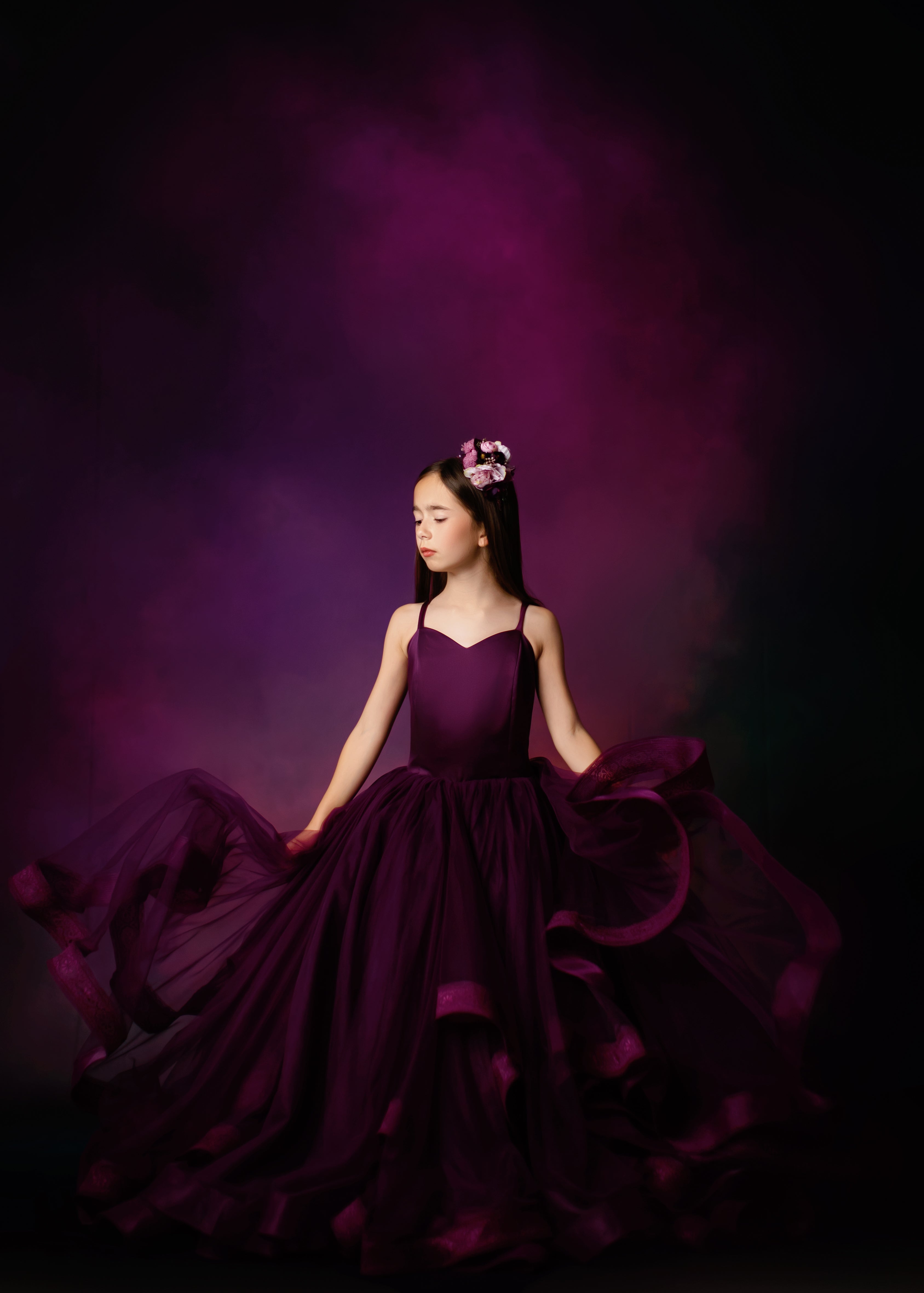 Cascade custom Solid gown- choose color Editorial Dress, Couture Gown, Special Occasion Dress