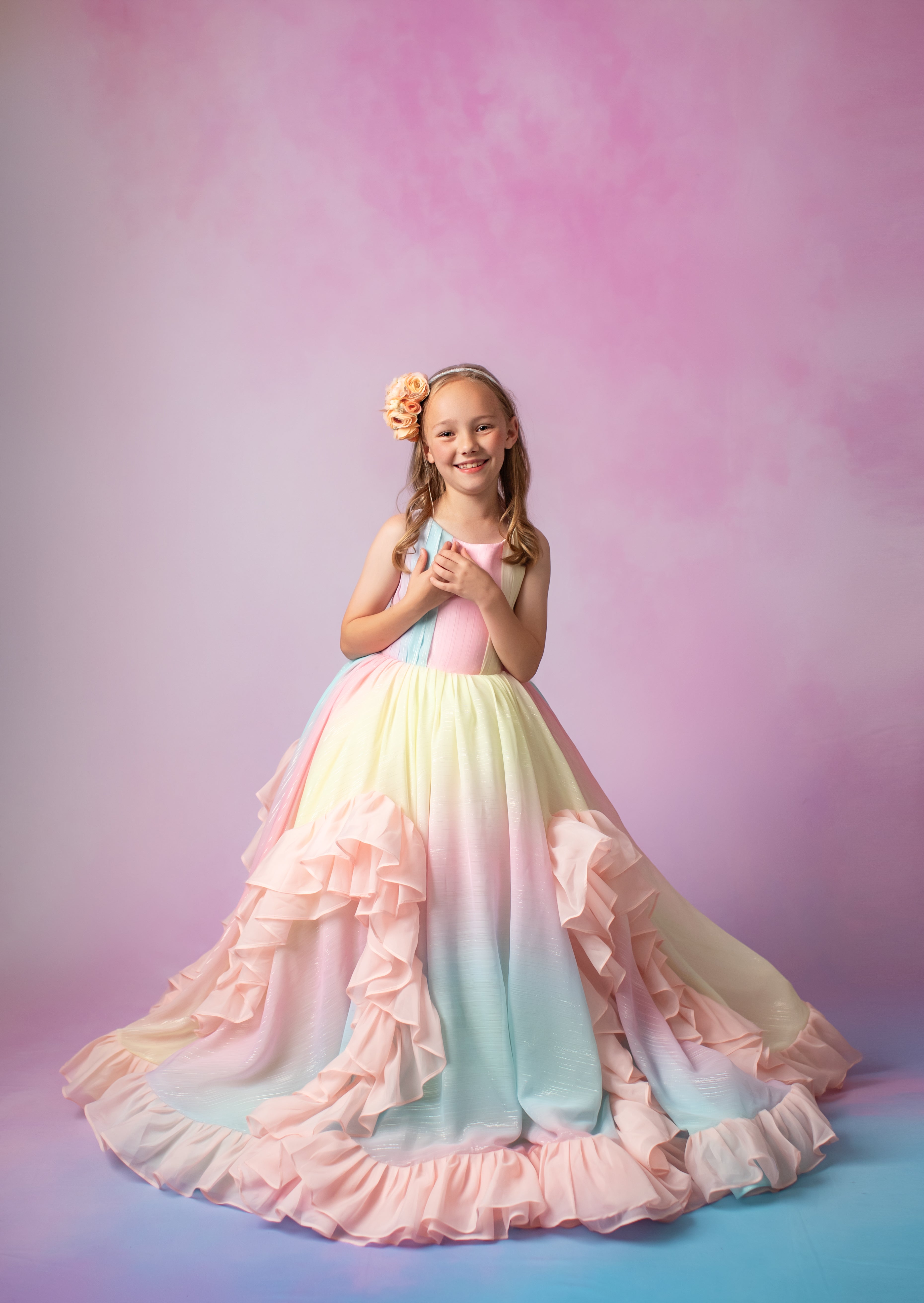 Limited Edition Couture Gown "Petal Whispers" Pastel | Floor-Length Dress | Editorial Couture for Special Occasions