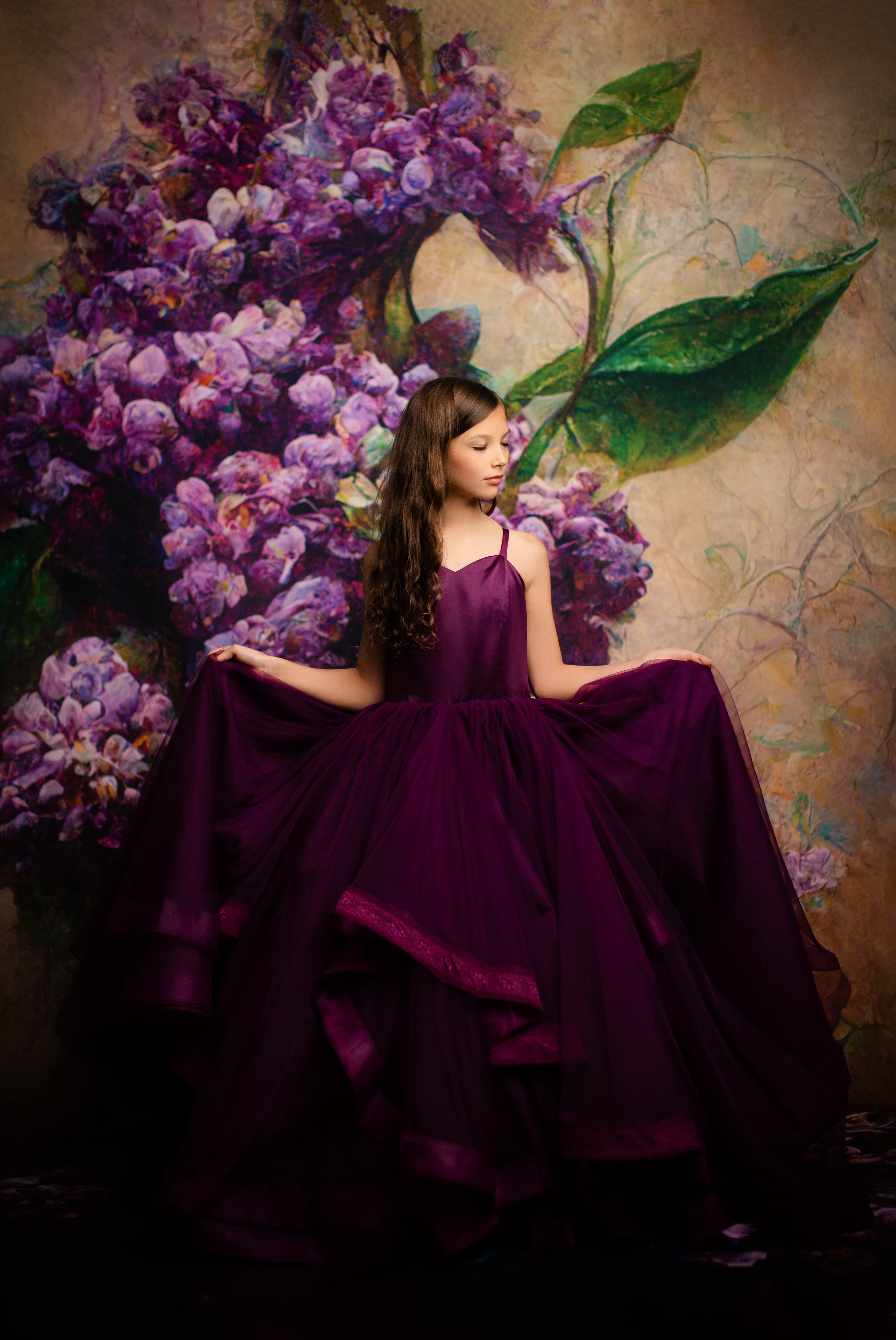 Cascade custom Solid gown- choose color Editorial Dress, Couture Gown, Special Occasion Dress