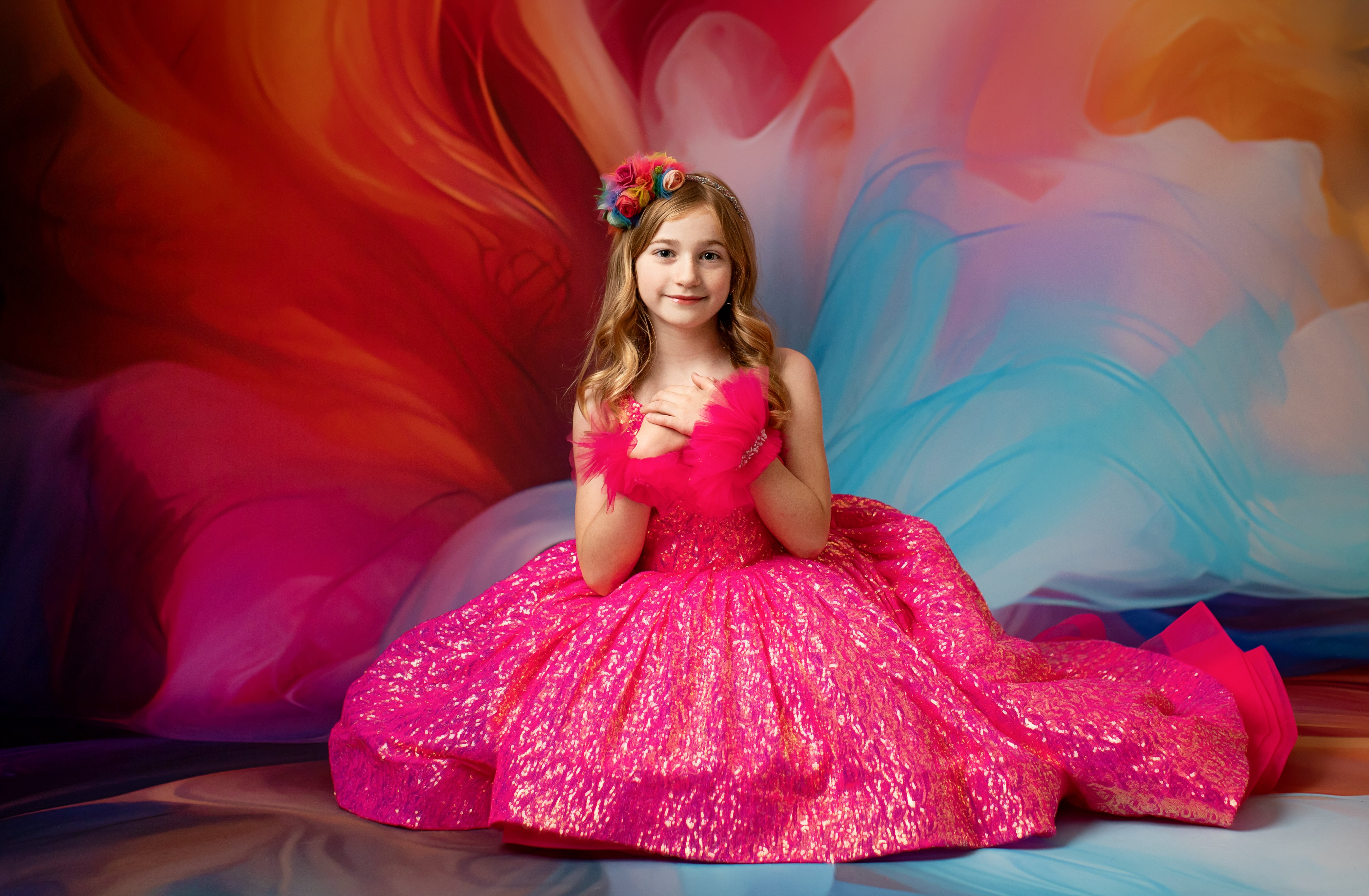 "Sparkling Princess" High Low length Editorial Dress, Couture Gown, Special Occasion Dress
