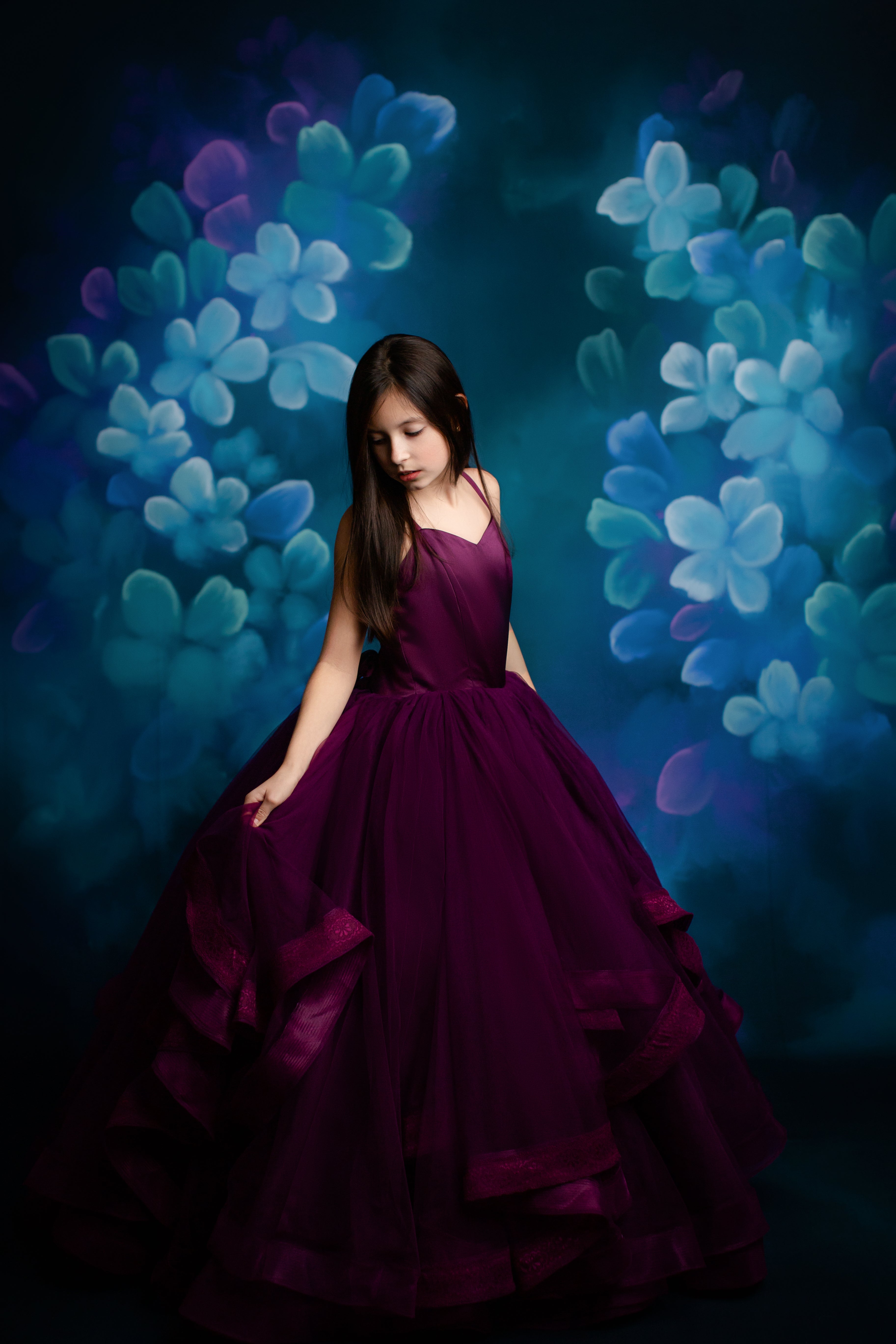 Cascade custom Solid gown- choose color Editorial Dress, Couture Gown, Special Occasion Dress