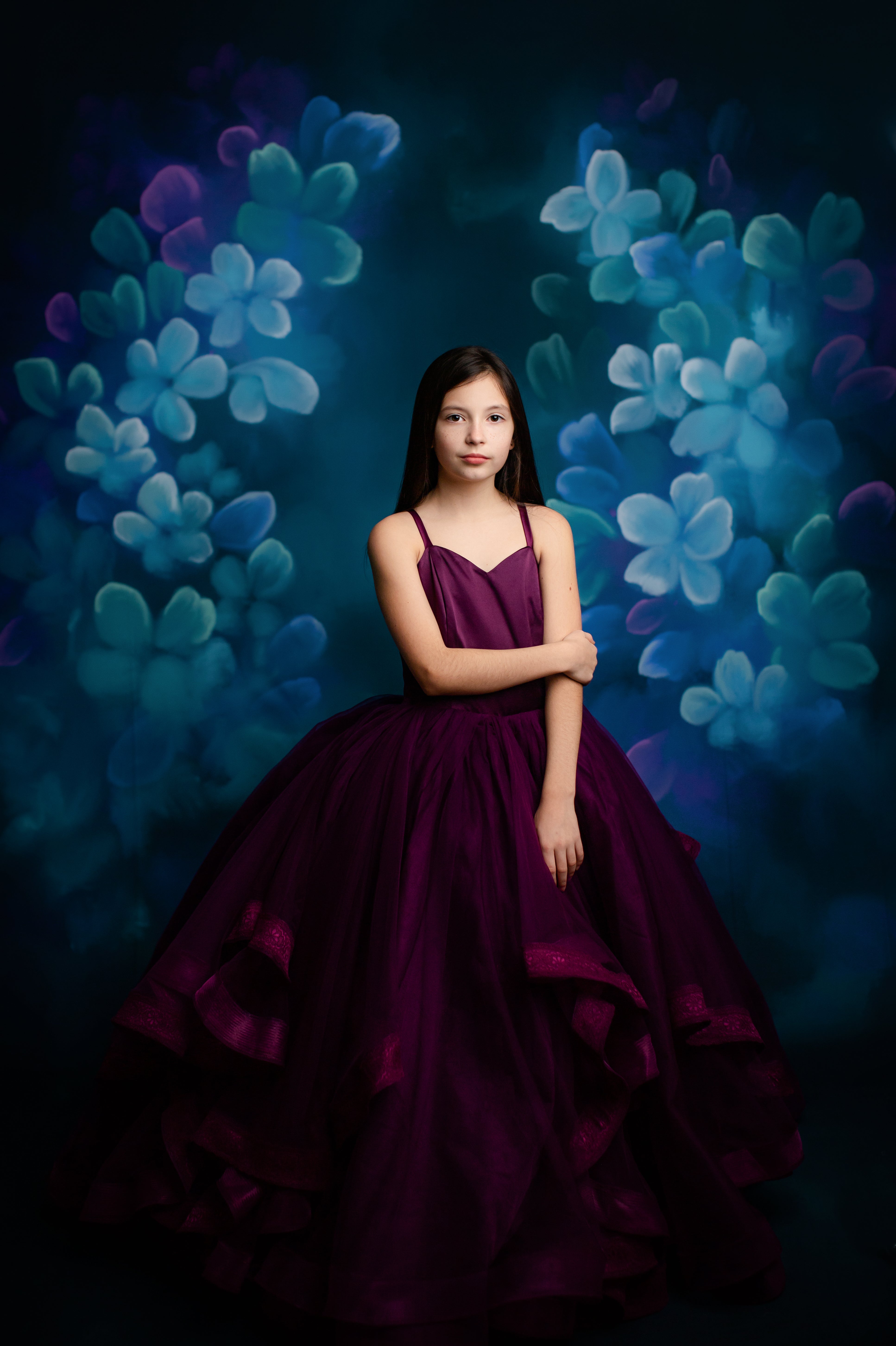 Cascade custom Solid gown- choose color Editorial Dress, Couture Gown, Special Occasion Dress