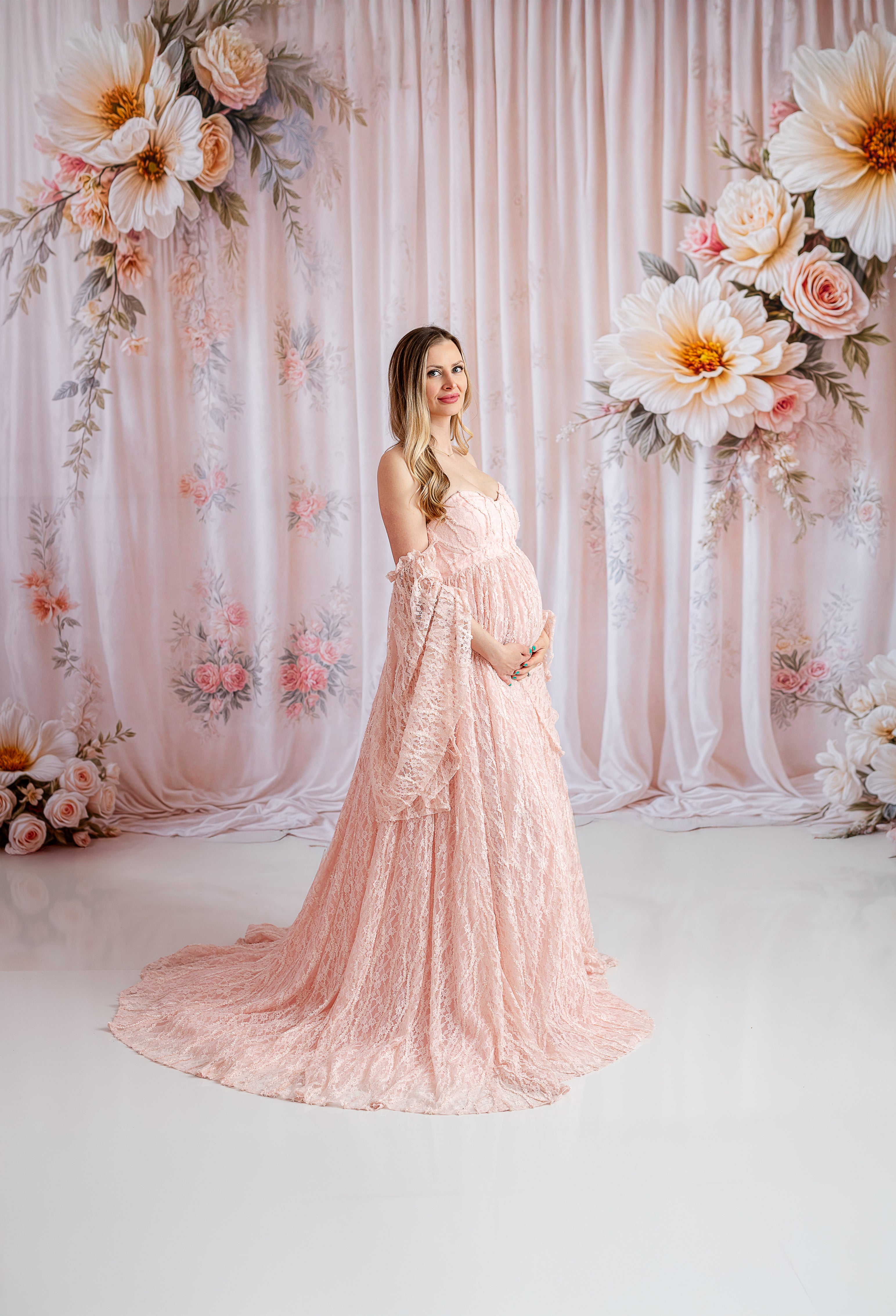 "Lace Reverie" Maternity & Non-Maternity Friendly Lace Gown - Custom Colors Available