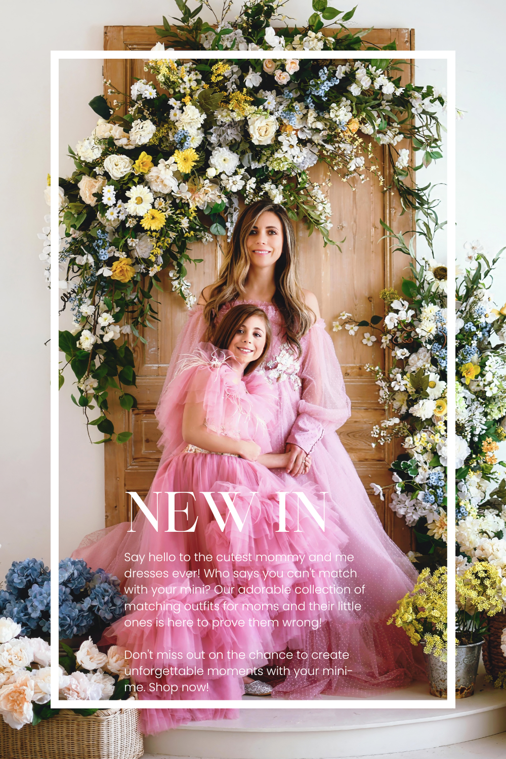 Whimsical mother and daughter photoshoot with couture gowns