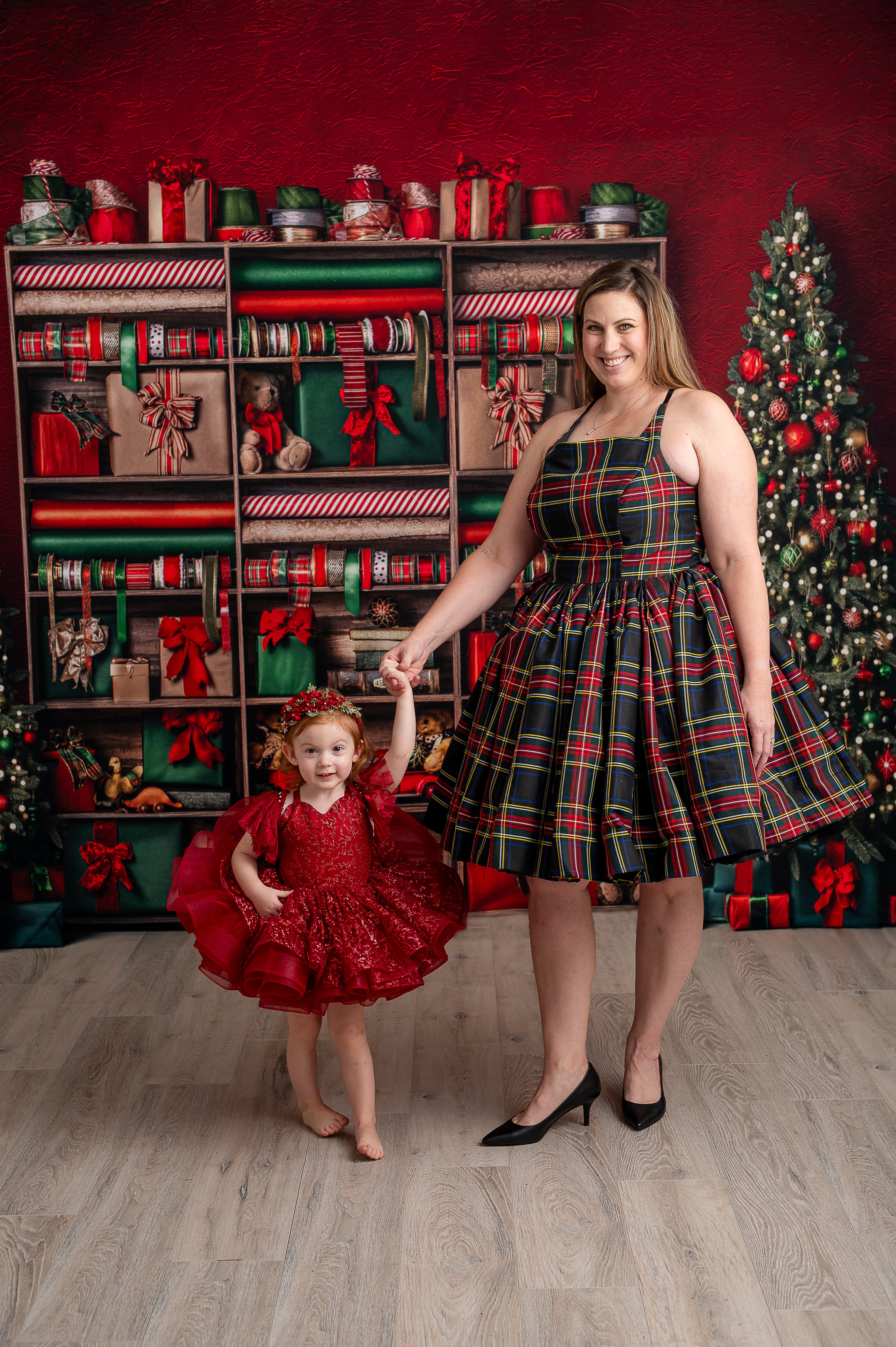 Couture gown rental: "Darling Plaid" Adult Short / Tea Length Dress ( Adult 8-12)