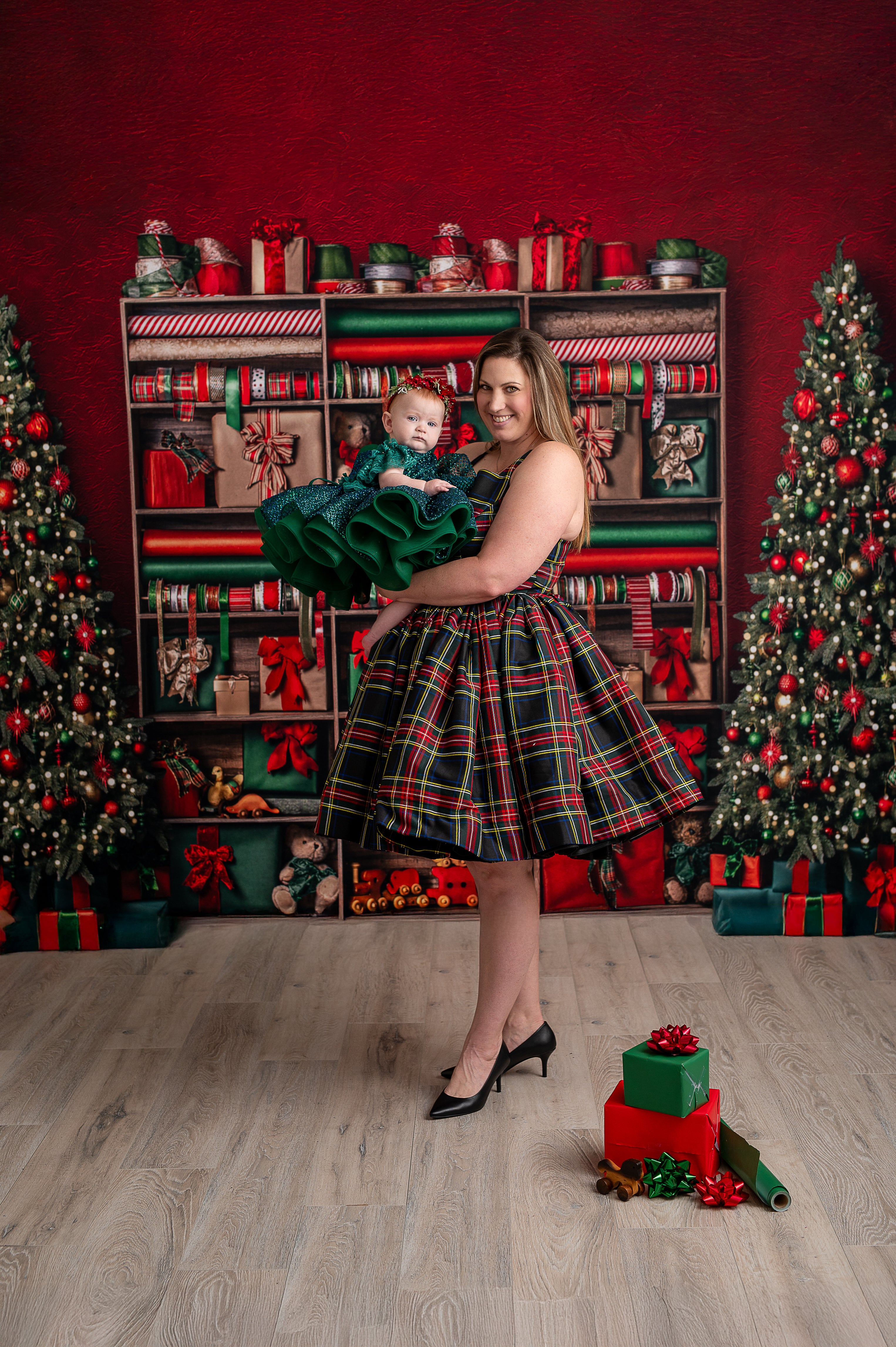 Couture gown rental: "Darling Plaid" Adult Short / Tea Length Dress ( Adult 8-12)