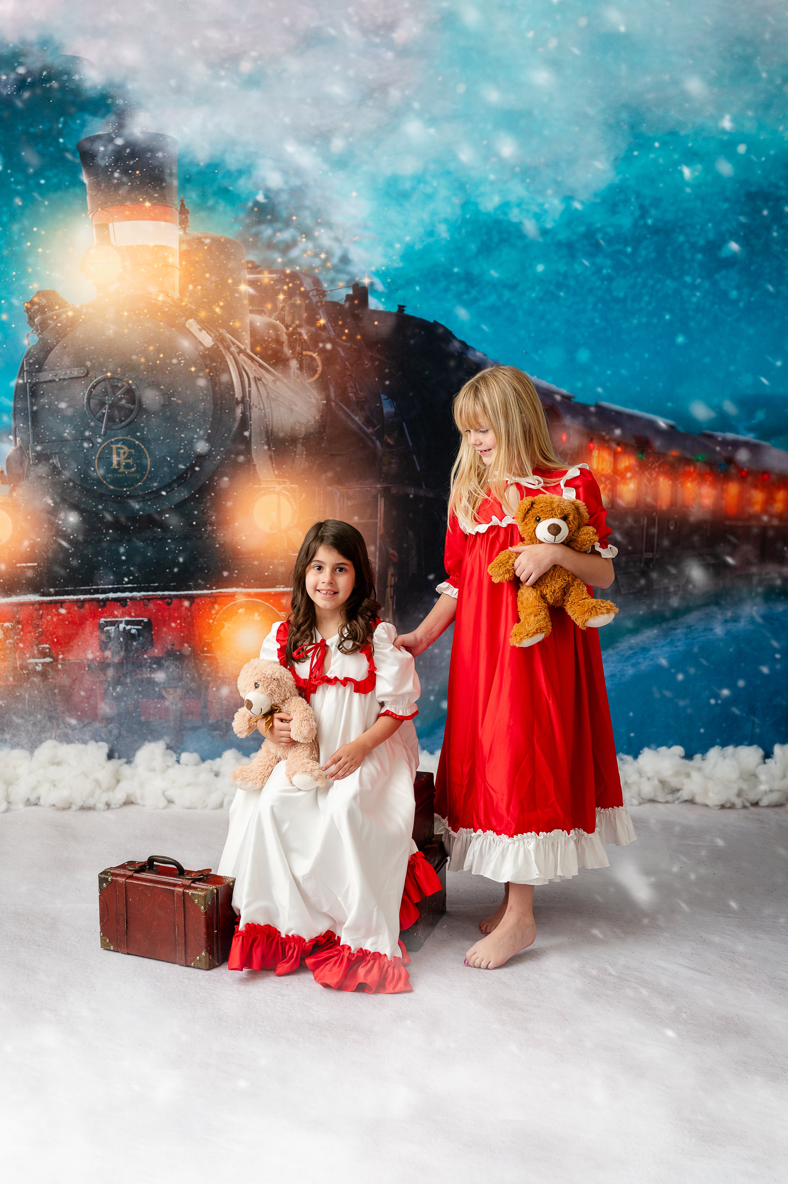 Festive Christmas kids' silk nightgown with holiday-themed print