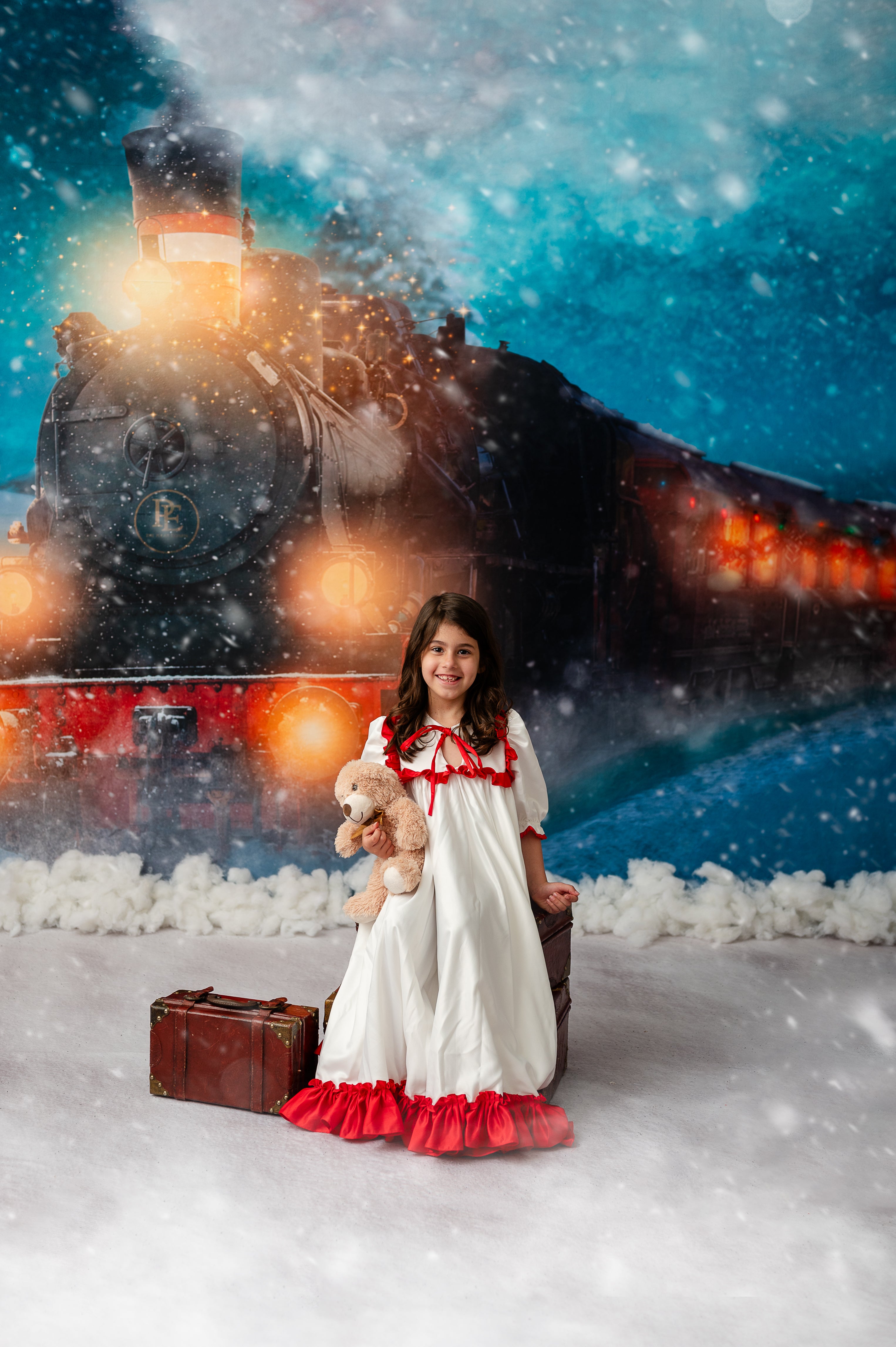 North Pole Nightgown - White With Red Trims (4-6 year)