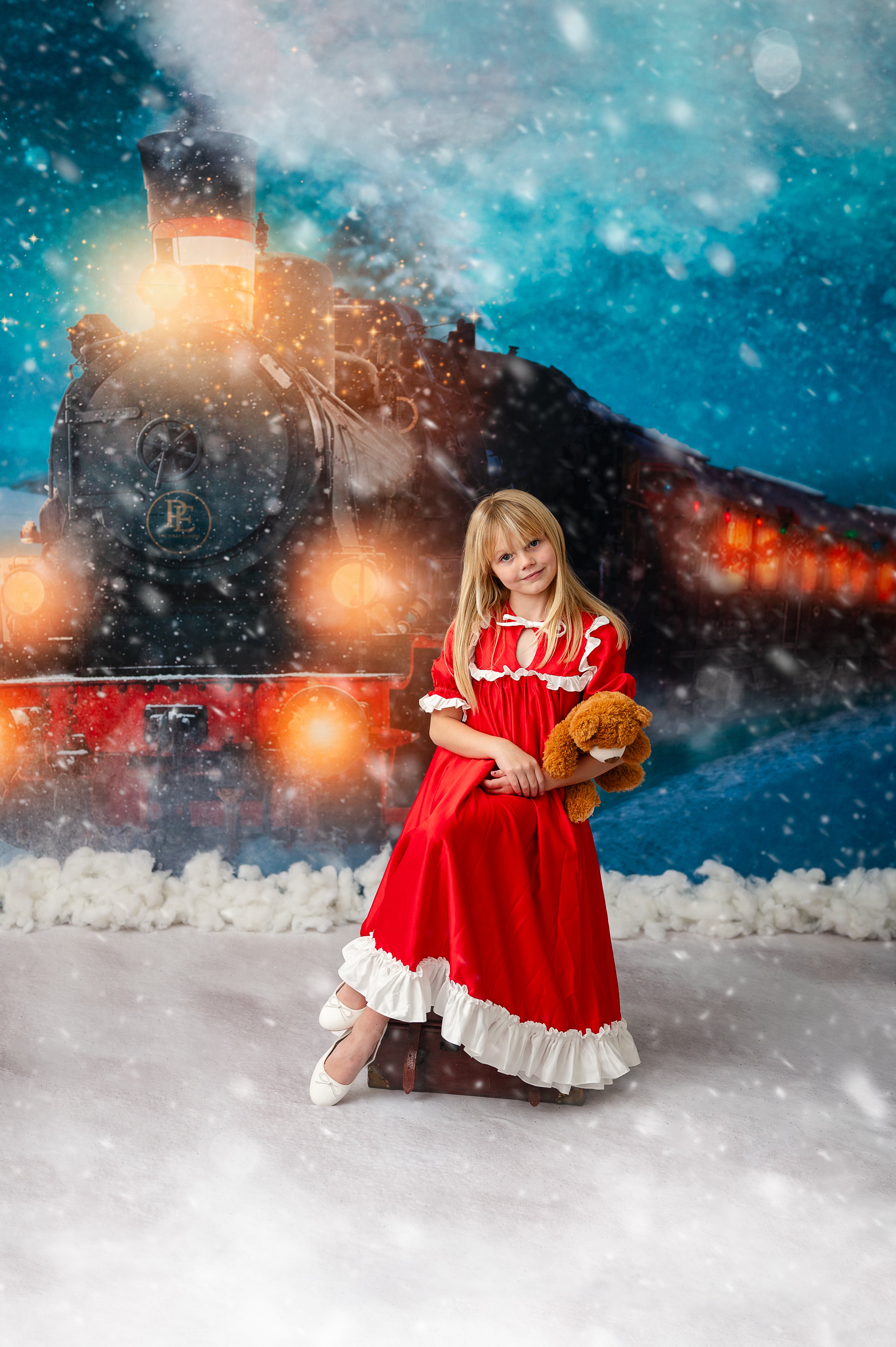 Charming holiday-themed silk nightgown for kids, ideal for Christmas morning