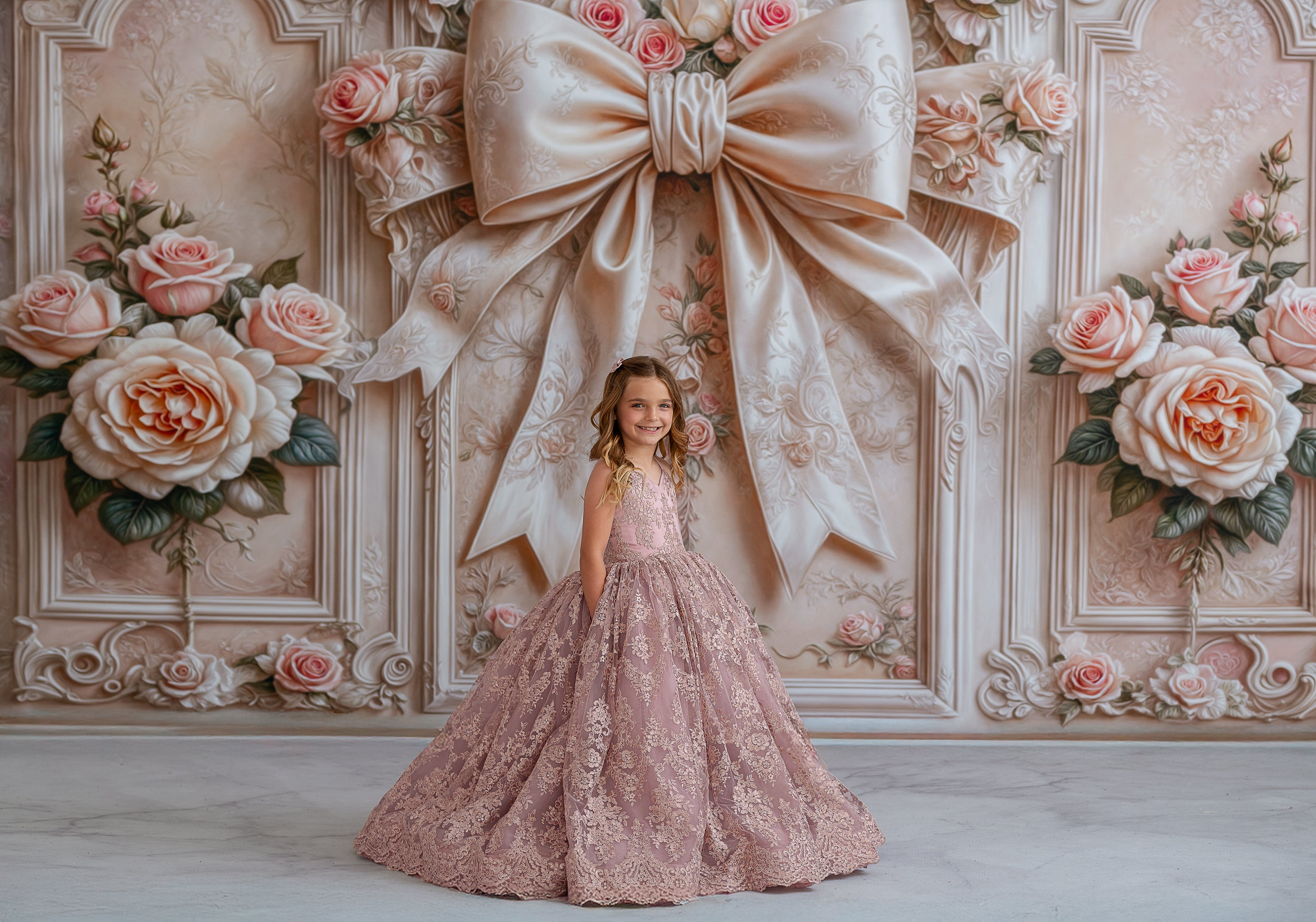Couture Rental Gown "Addison" - in Dusty Mauve Floor Length Dress ( 5 Year - Petite 7 Year)
