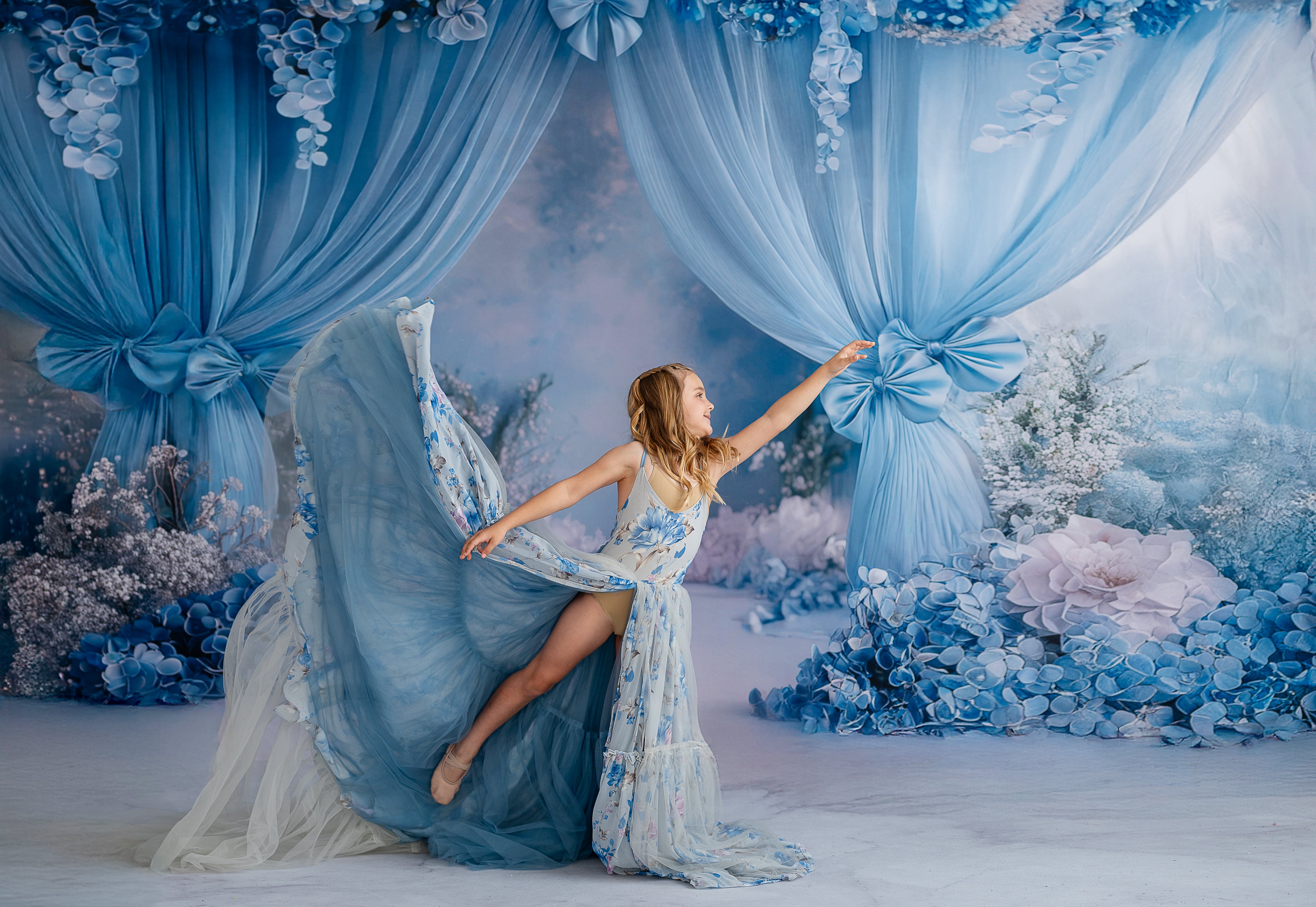 Hillary solid dress styled for whimsical spring portrait session.