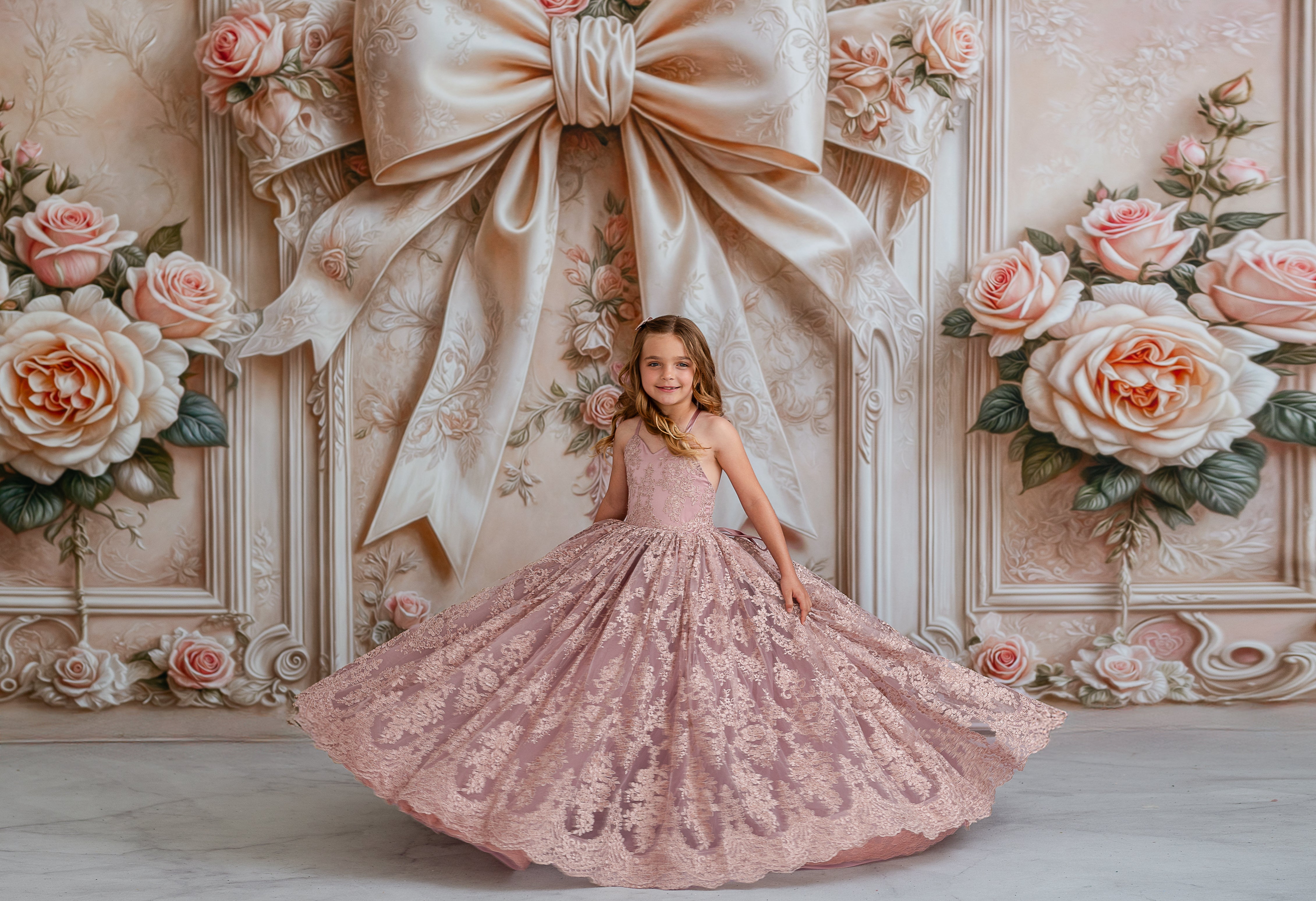 Couture Rental Gown "Addison" - in Dusty Mauve Floor Length Dress ( 5 Year - Petite 7 Year)