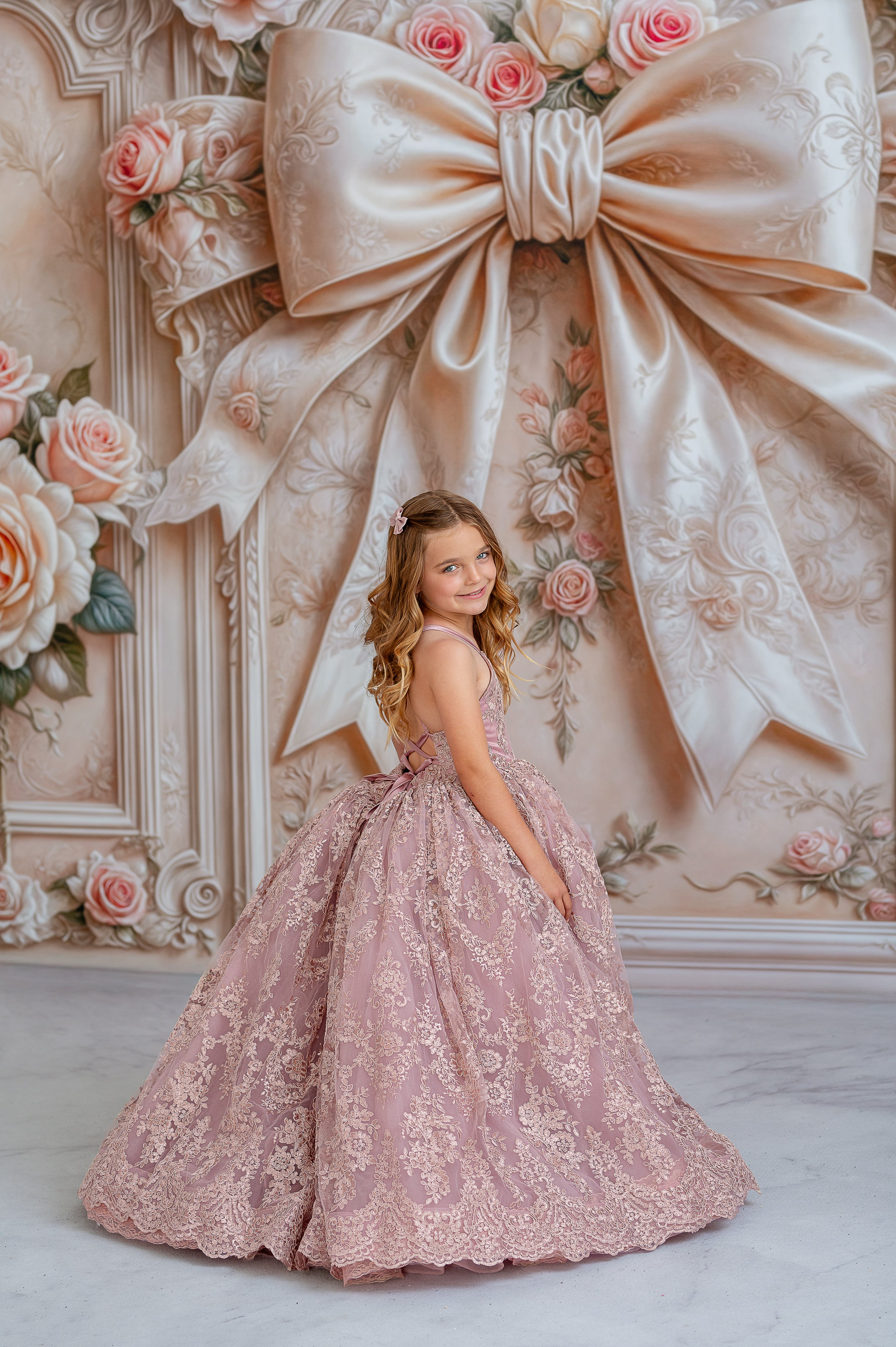 Couture Rental Gown "Addison" - in Dusty Mauve Floor Length Dress ( 5 Year - Petite 7 Year)