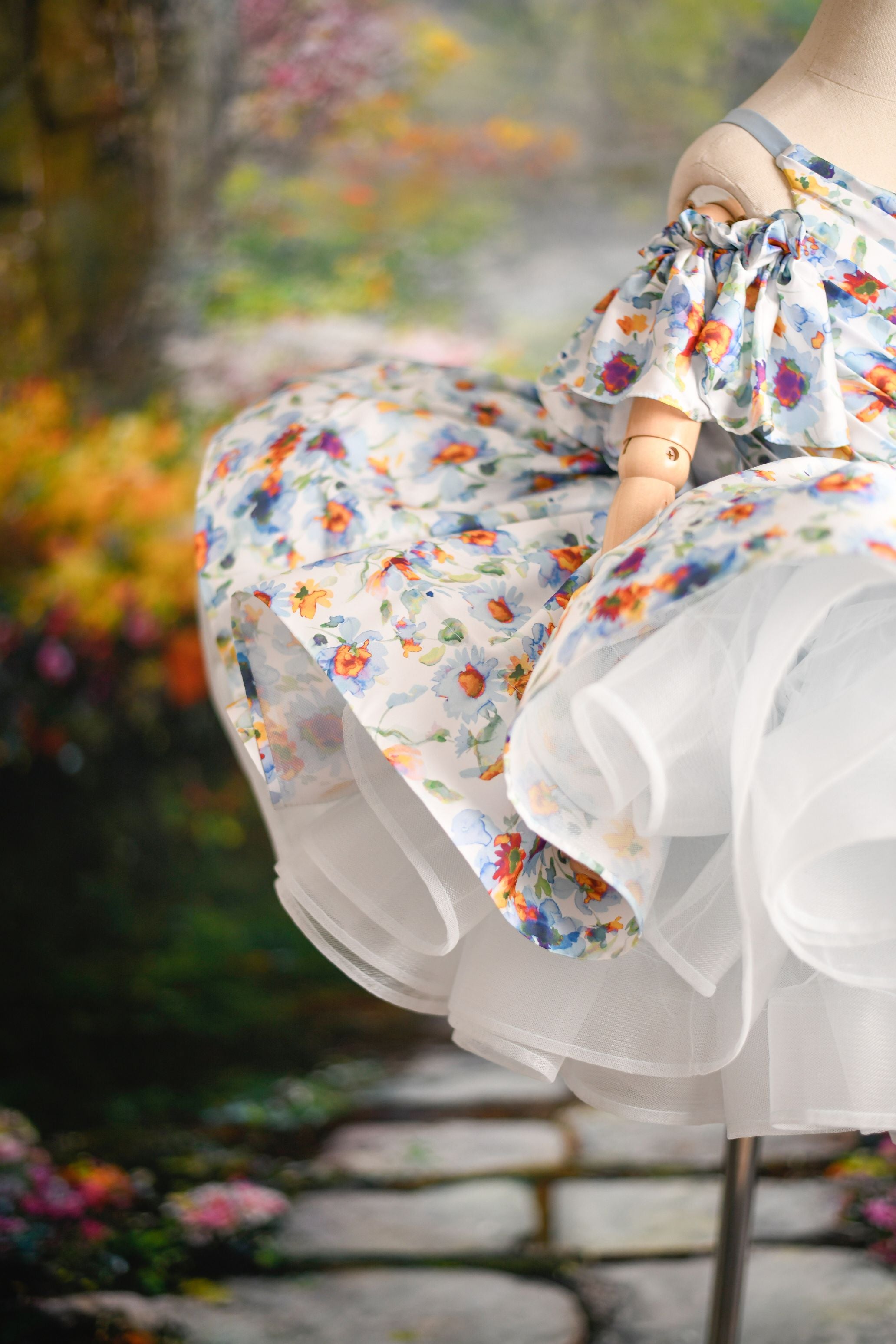 Rts "Watercolor Posy" petal Length Dress ( 5 Year - 6 Year)