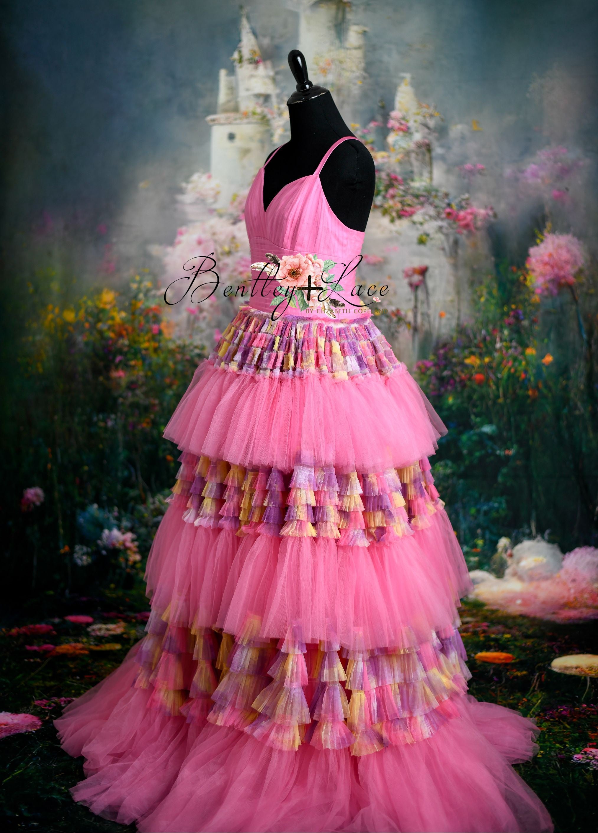 New "Sunset Sorbet" Pink Floor Length Dress ( Teen - Petite Adult)