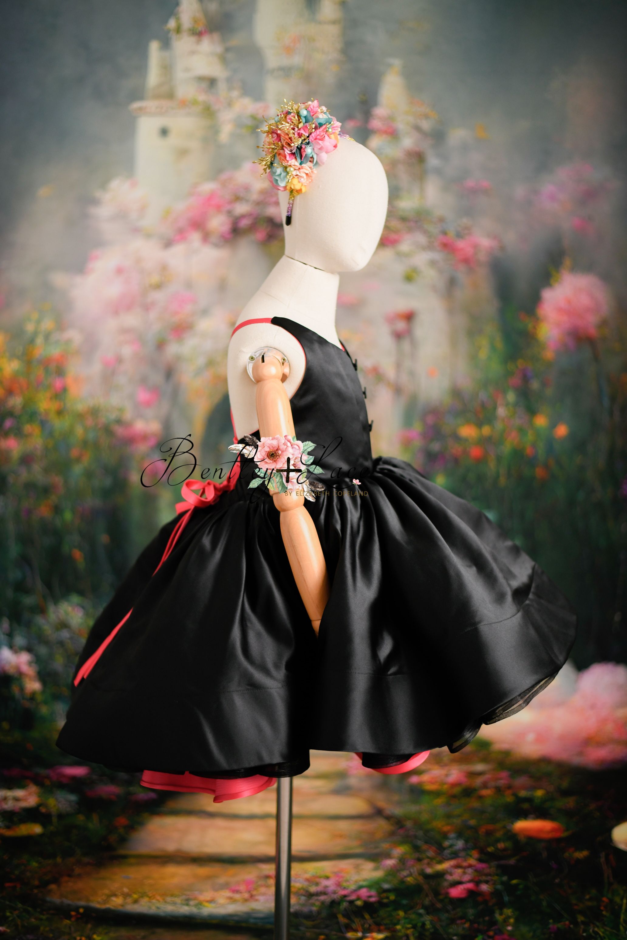 Reversible "Dolly" Pink/black Petal Length Dress - Editorial Dress, Couture Gown, Special Occasion Dress