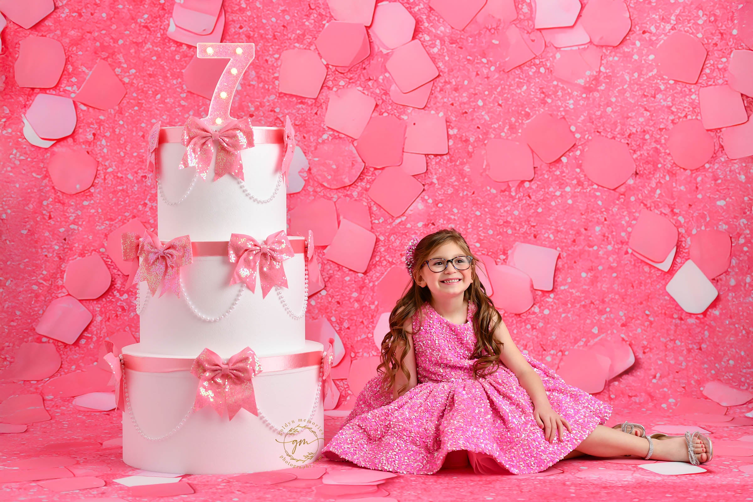 "Retro" Pink Candy Petal Length Dress + Detachable Sleeve (6 year- 7 year)