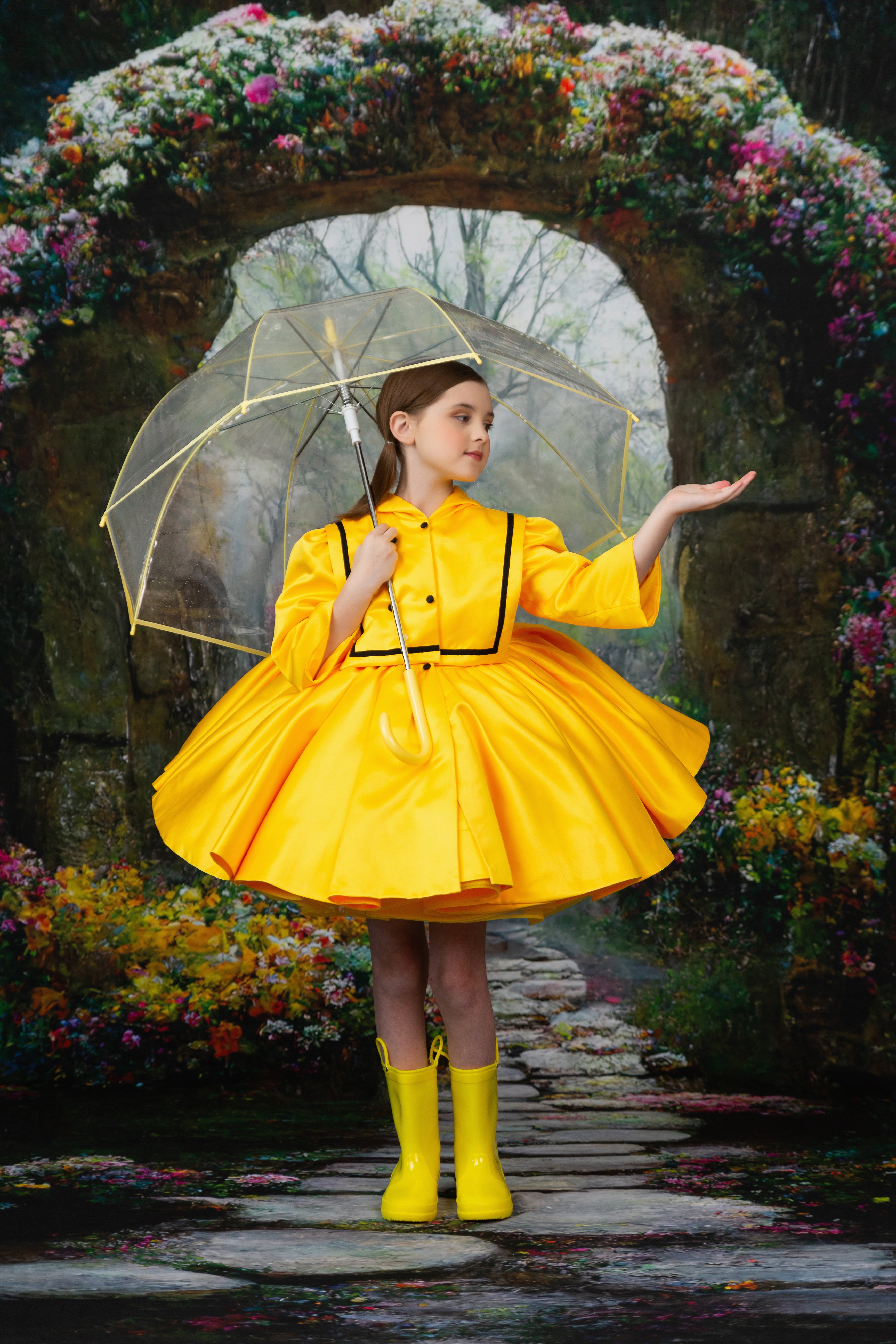 "April Showers" -   pleated bodice/ buttons - jacket is not included ( 8 Year - Petite 10 Year)